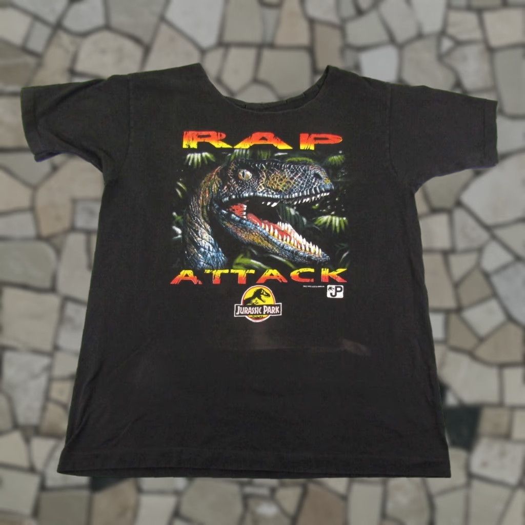 Vintage VINTAGE Jurassic Park T-Shirt Men Large Black Graphic Print 90s Movie Logo Cotton Size US L / EU 52-54 / 3 - 1 Thumbnail