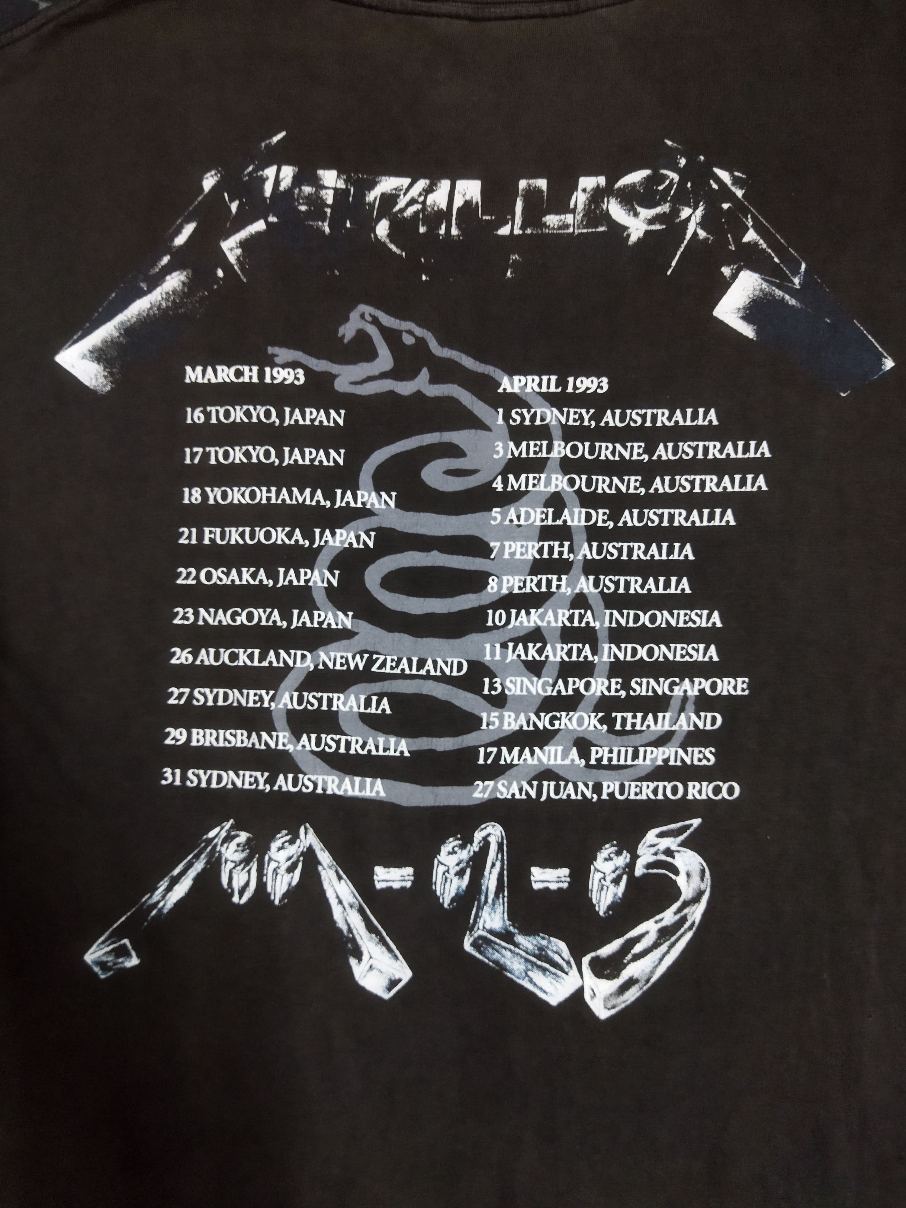 Band Tees Vintage 1993 Metallica Tour Tee Size US L / EU 52-54 / 3 - 4 Thumbnail