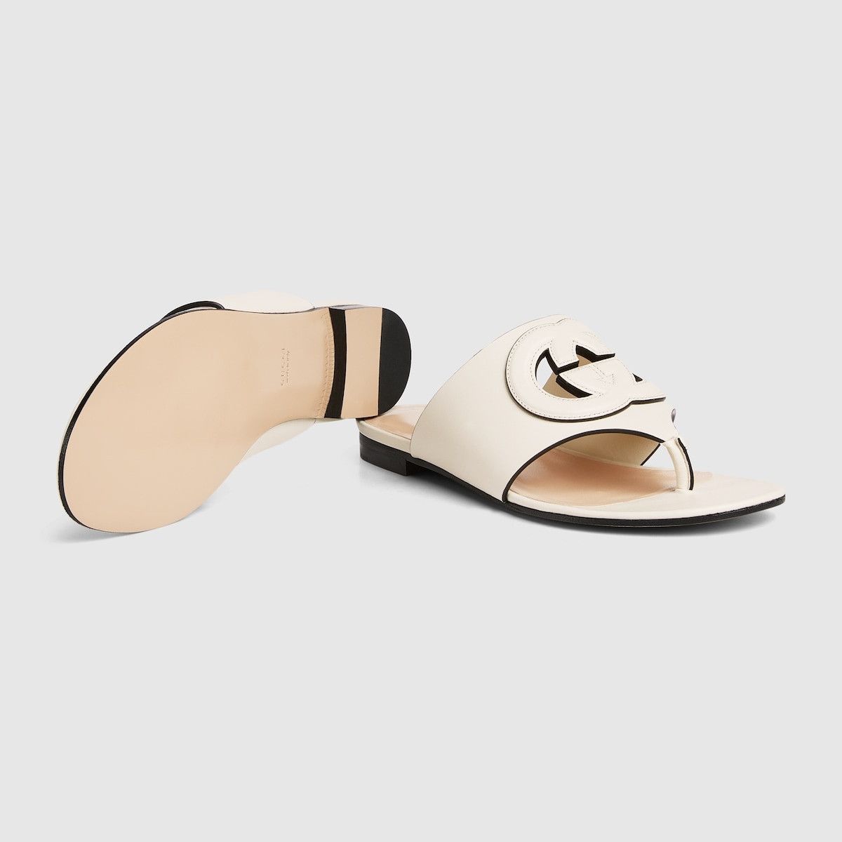 Gucci oc11z1025 Interlocking G Cut-Out Sandals in White Size US 9 / IT 39 - 6 Thumbnail