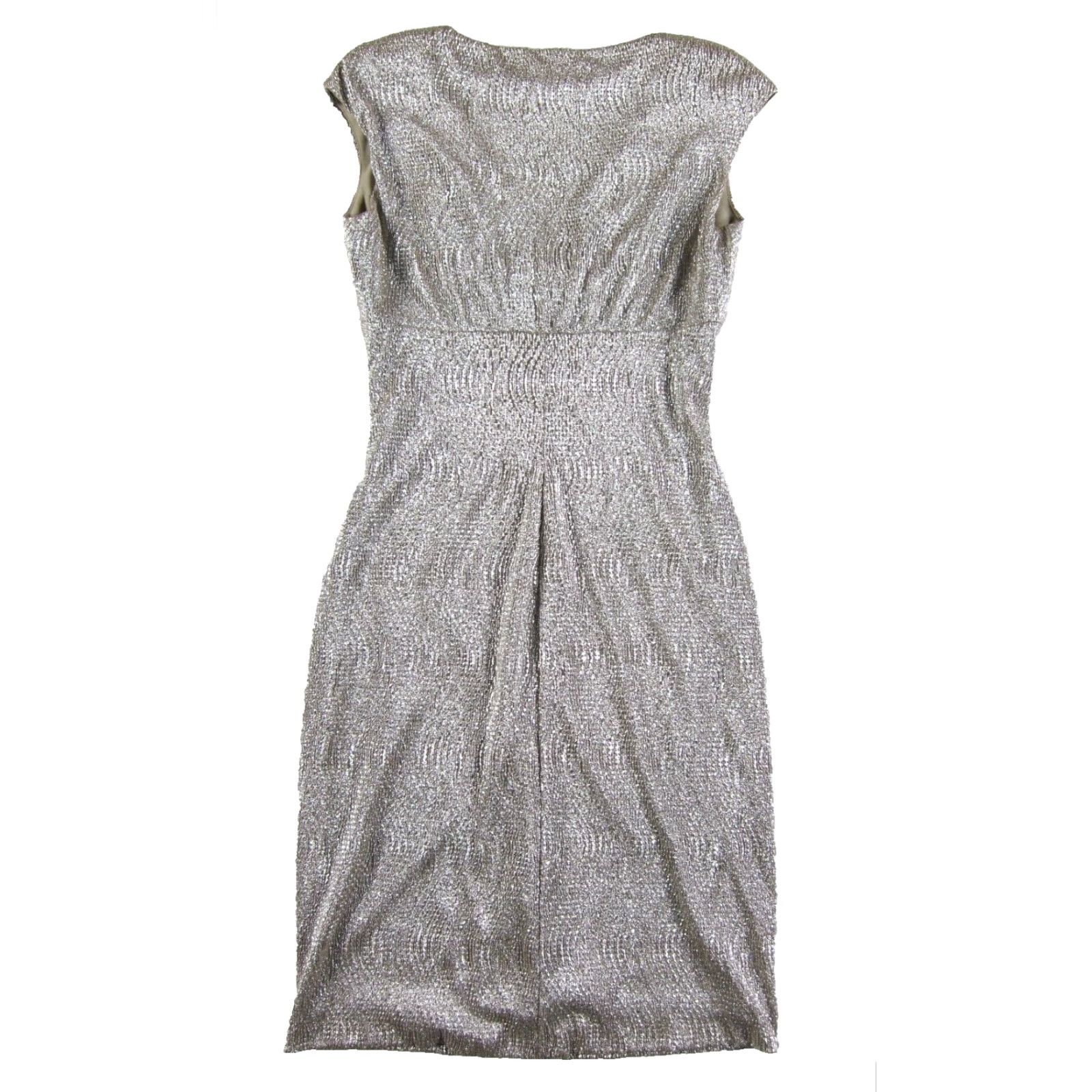 Vintage VINTAGE American Living Silver Metallic Stretch Cap Sleeve V-Neck Sheath Dress Women 6 Size M / US 6-8 / IT 42-44 - 2 Thumbnail