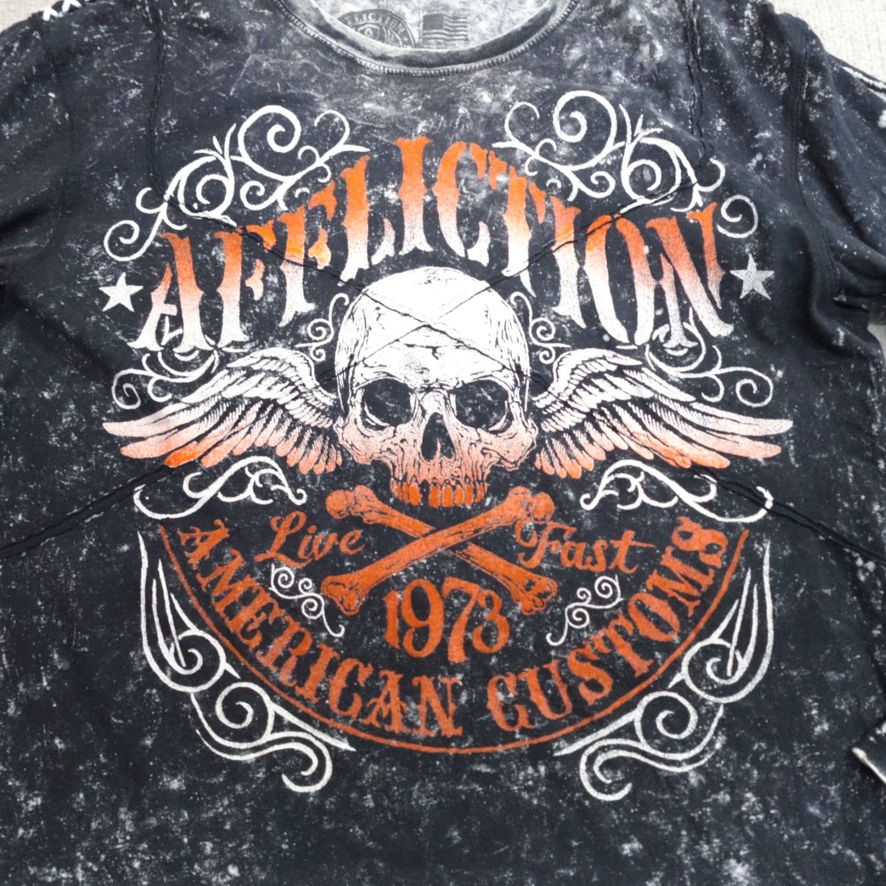 Affliction Affliction Shirt L Gray Black Long Sleeve Double Sided Live Fast Size US L / EU 52-54 / 3 - 2 Thumbnail