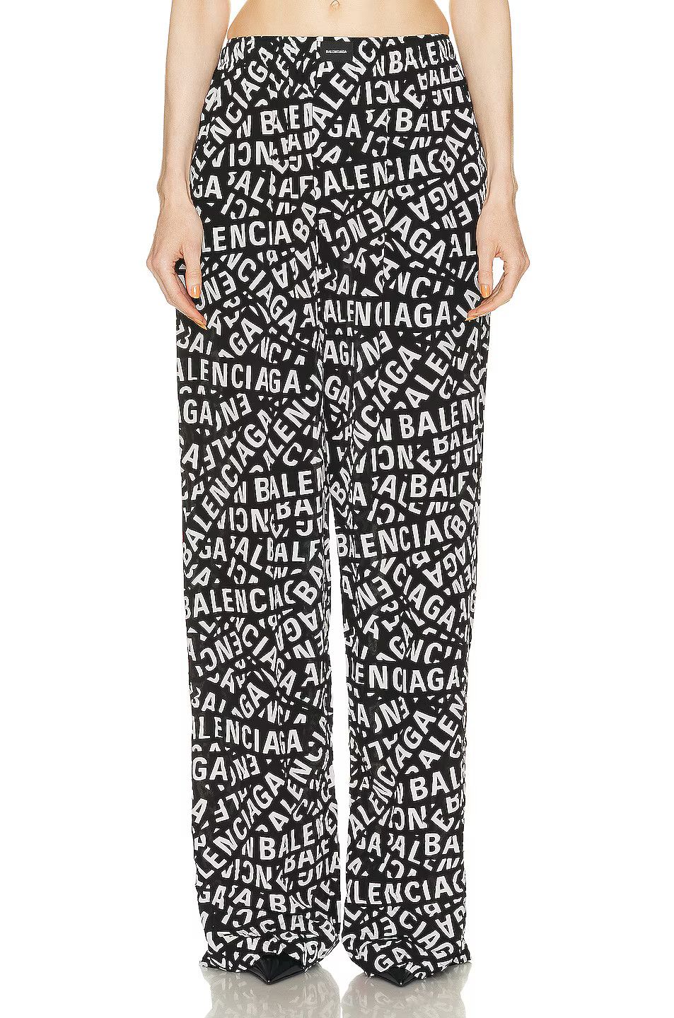Balenciaga o1mt1gz0924 Logo Strips Pyjama Pants in Black/White Size 25" / US 0 / IT 36 - 1 Thumbnail