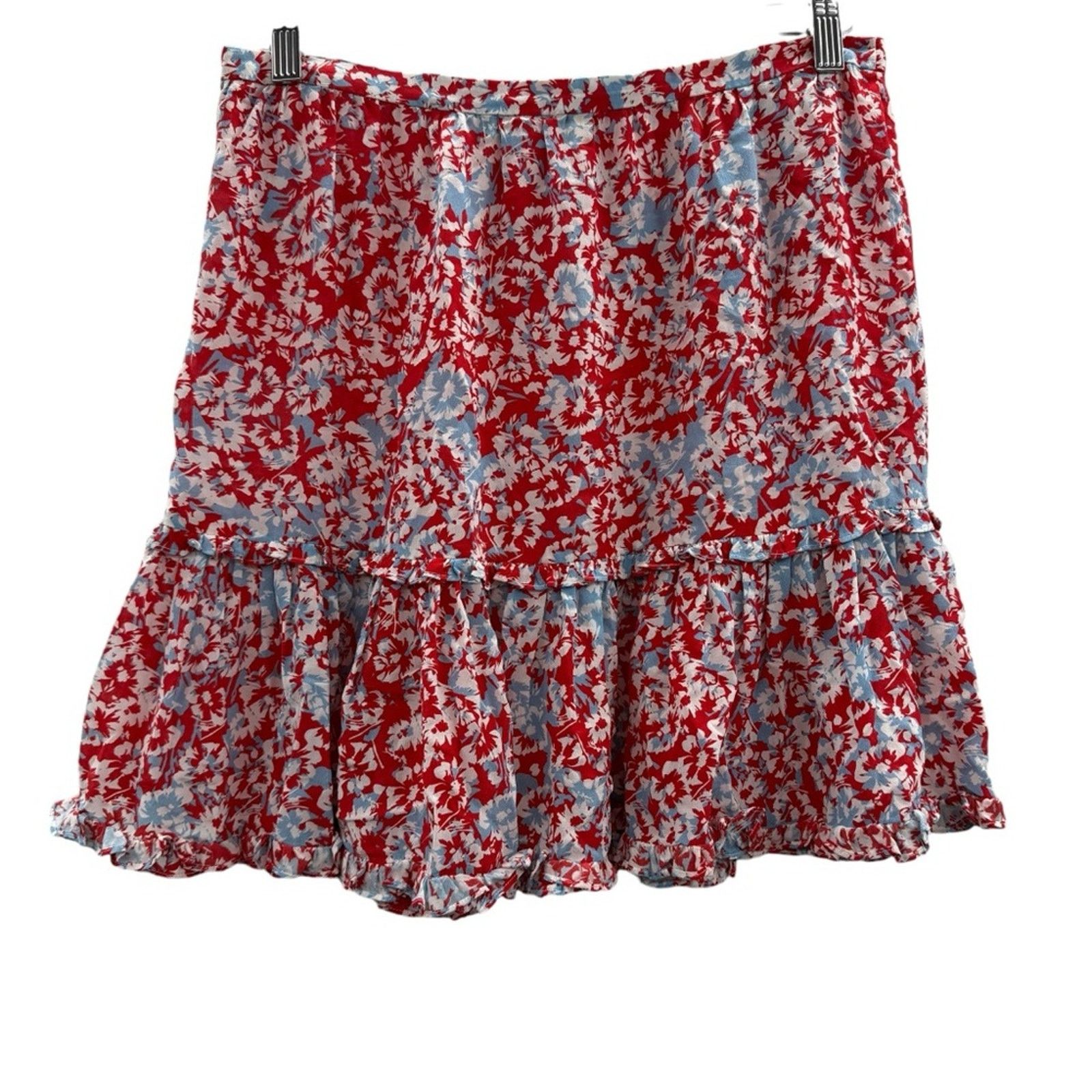 Other Paloma Blue Alexa 100% Silk Floral Tiered Mini Skirt Size 29" - 2 Thumbnail