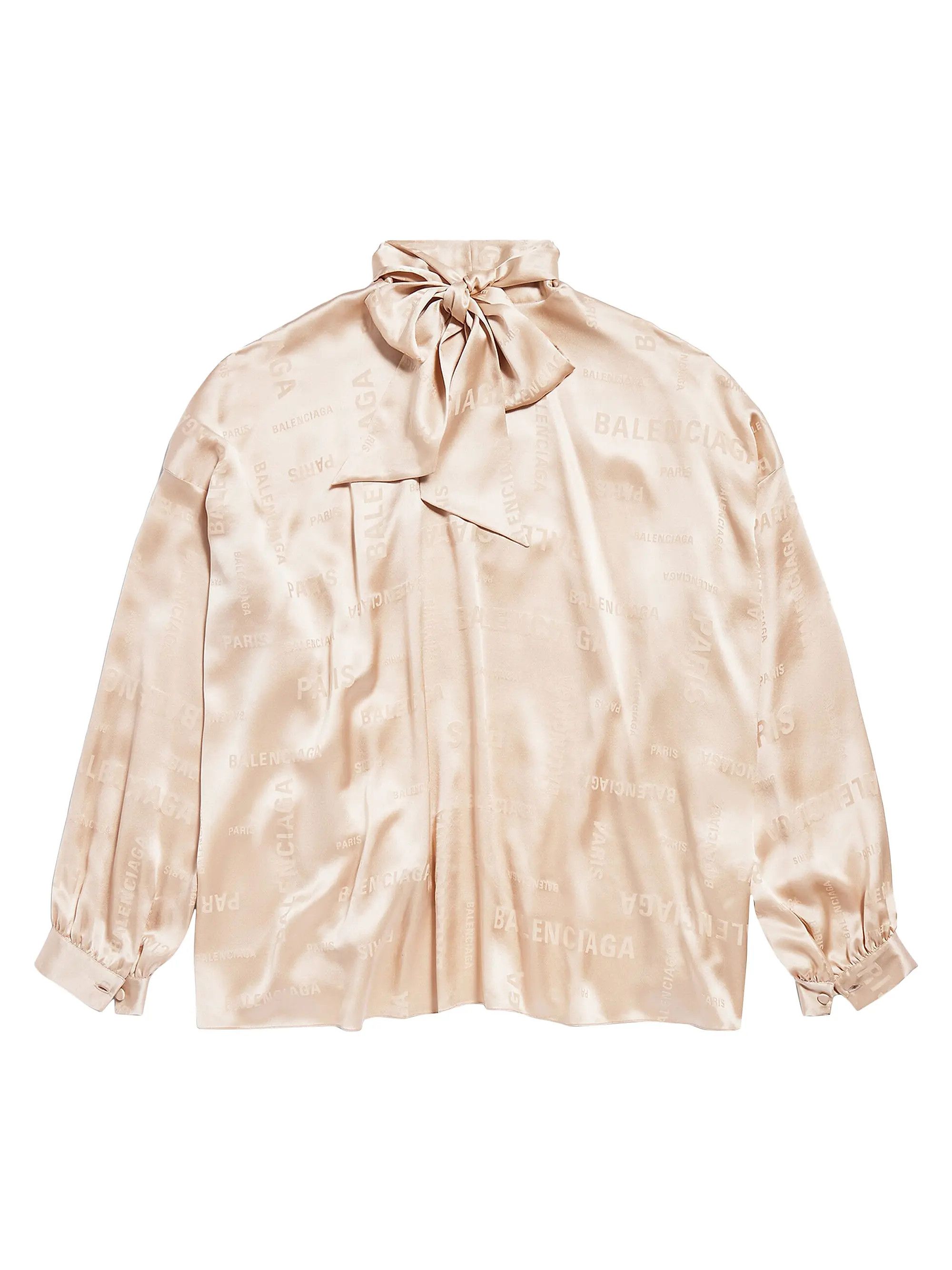 Balenciaga oc11z0825 Bal Paris Allover Vareuse Oversized Blouse Beige Size M / US 6-8 / IT 42-44 - 2 Thumbnail
