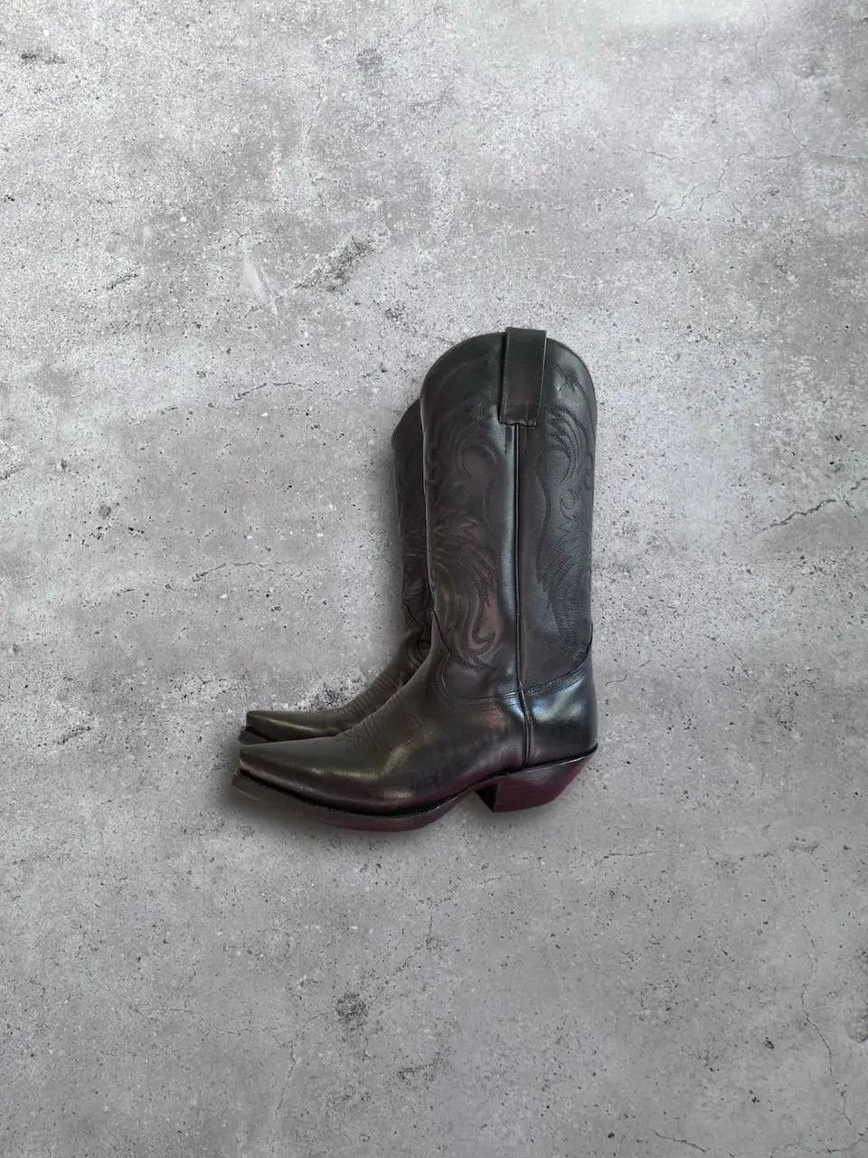 Leather VINTAGE 90s USA BLACK LEATHER WESTERN COWBOY BOOTS Size US 5.5 / EU 38 - 1 Thumbnail