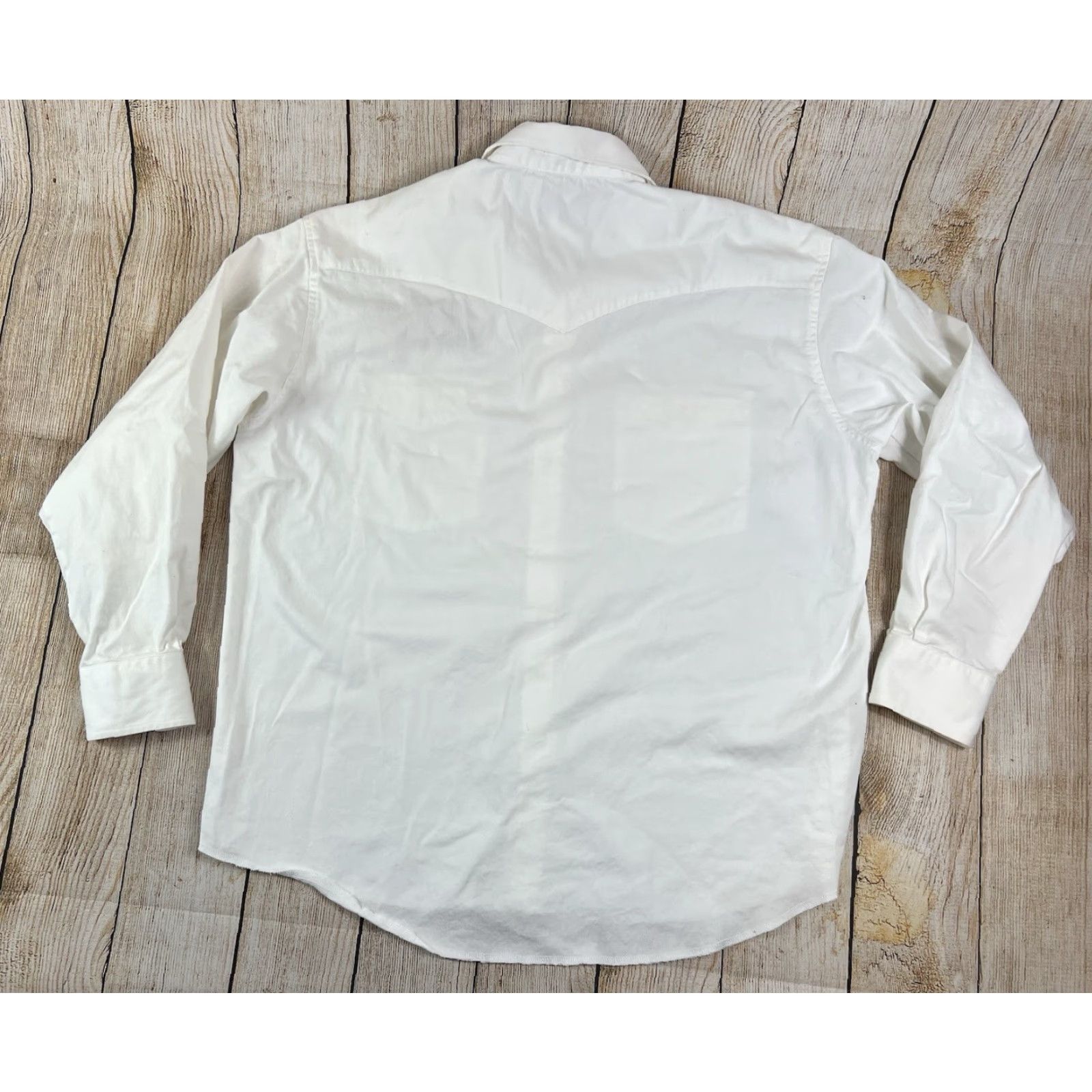Wrangler VINTAGE Wrangler Western Button-Up Shirt Men 2XL White Solid Long Sleeve NFR 2002 Rodeo PRCA 36x175 Mens Size US XXL / EU 58 / 5 - 2 Thumbnail