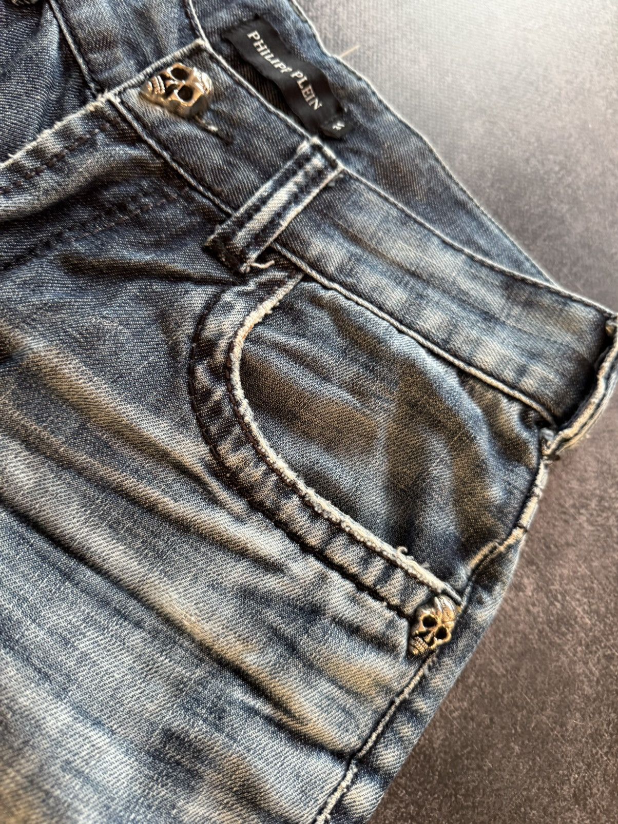 Vintage Philipp Plein Embroidered Pocket Flared Jeans