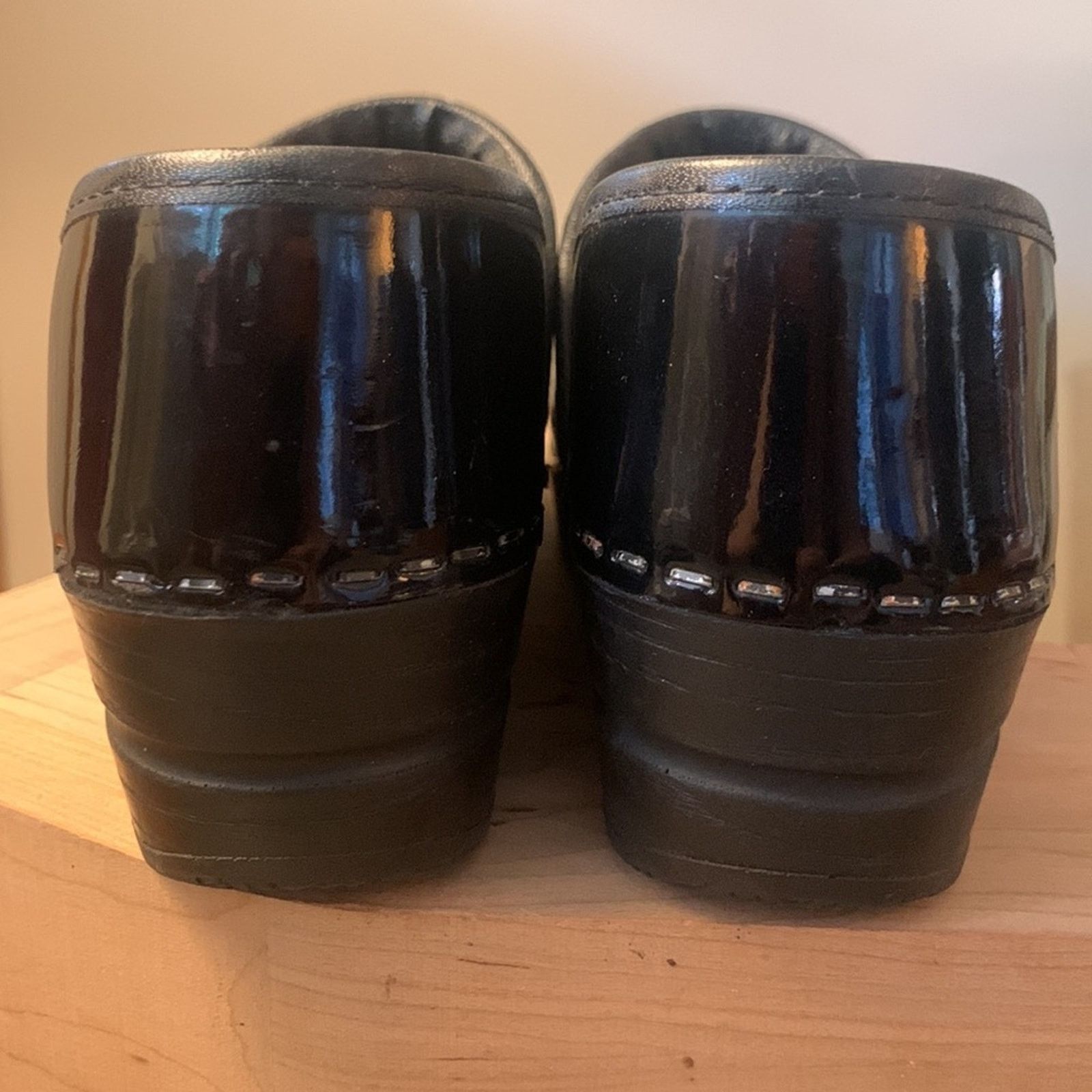 Vintage Sanita black patent Danish clogs Denmark Size US 4 / IT 34 - 5 Thumbnail
