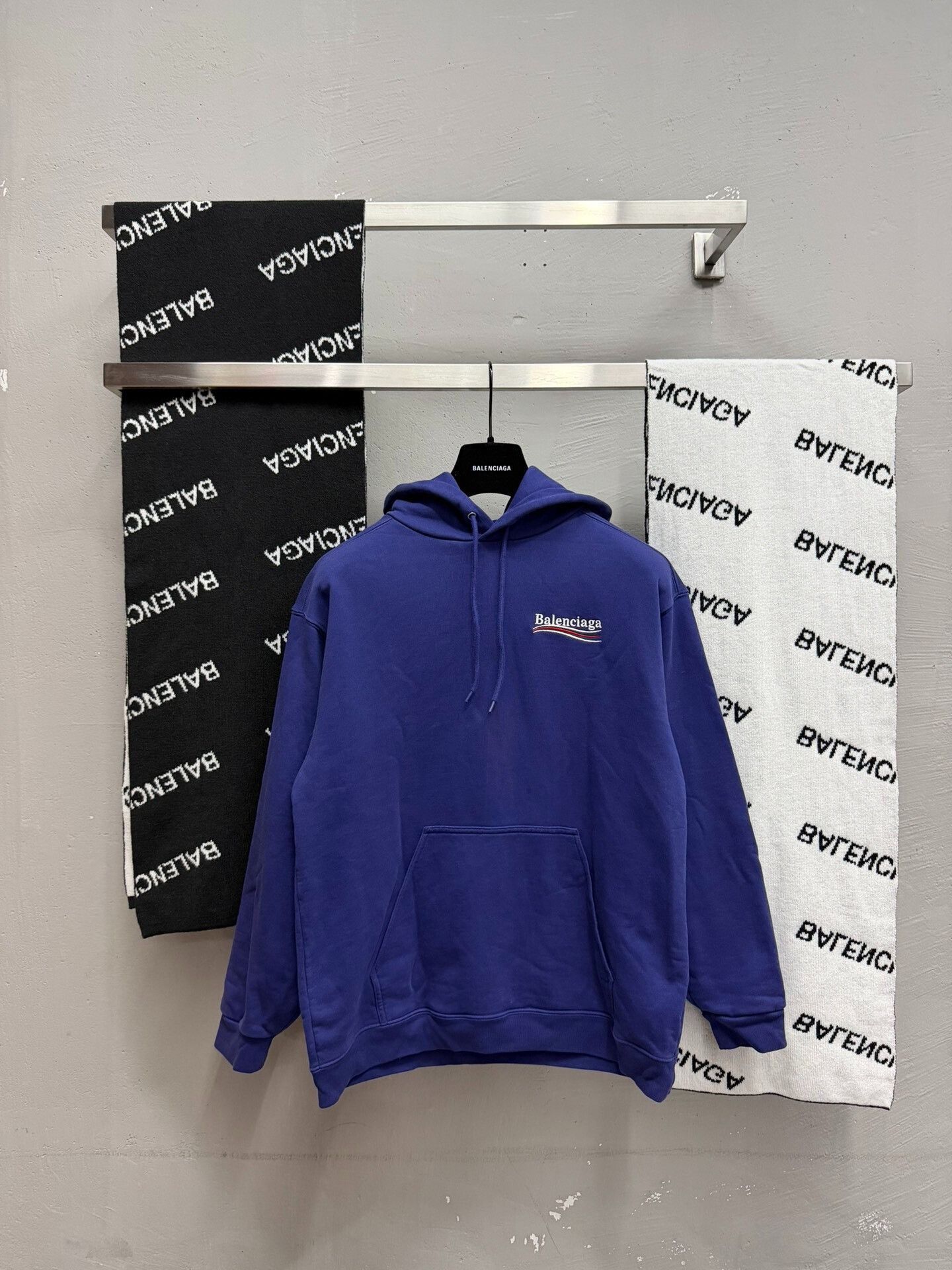 Balenciaga Blue Coke Embroidered Hoodie S, Men's