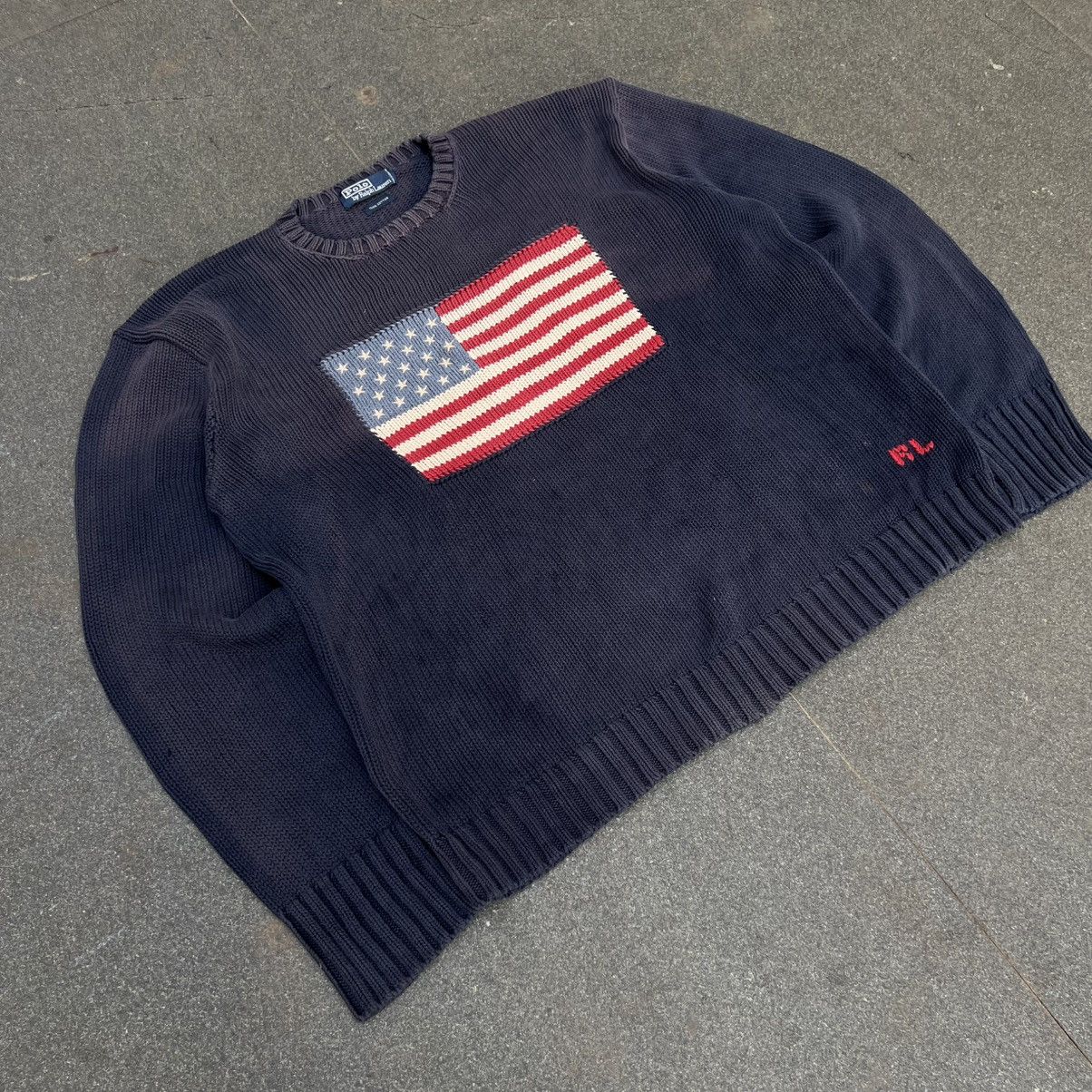 Designer × Polo Ralph Lauren × Vintage Vintage Polo Ralph Lauren American Flag Knit Sweater Size US L / EU 52-54 / 3 - 2 Thumbnail