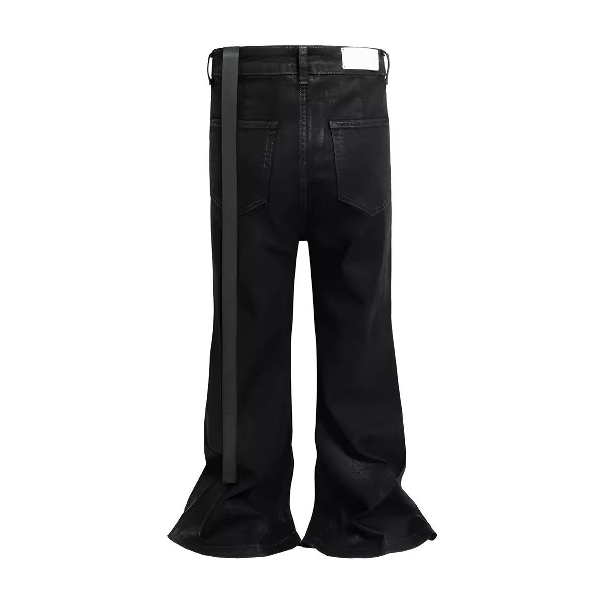 Japanese Brand × Jean Coated Stretch Black Flare Baggy Leather Trousers Size US 28 / EU 44 - 3 Thumbnail