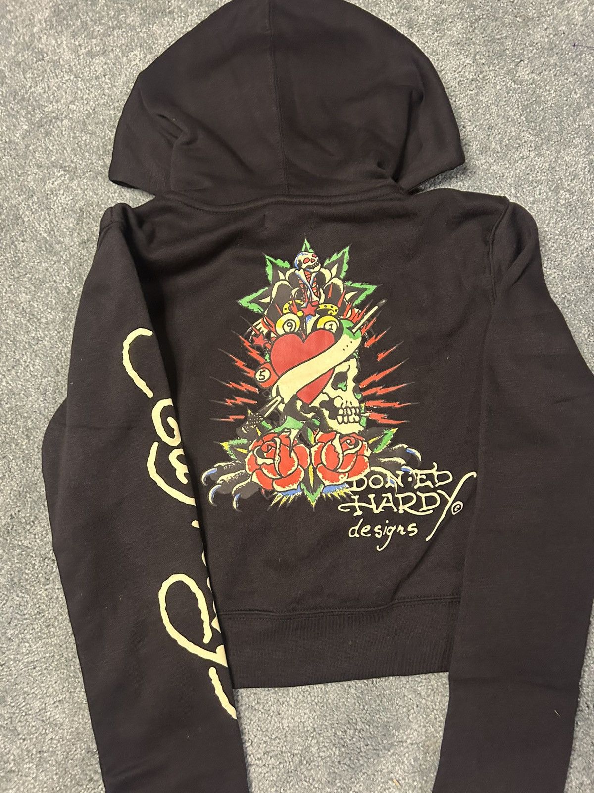 Ed Hardy NWT Womens Ed Hardy Rose Skull Zip Up Hoodie Size L / US 10 / IT 46 - 4 Thumbnail
