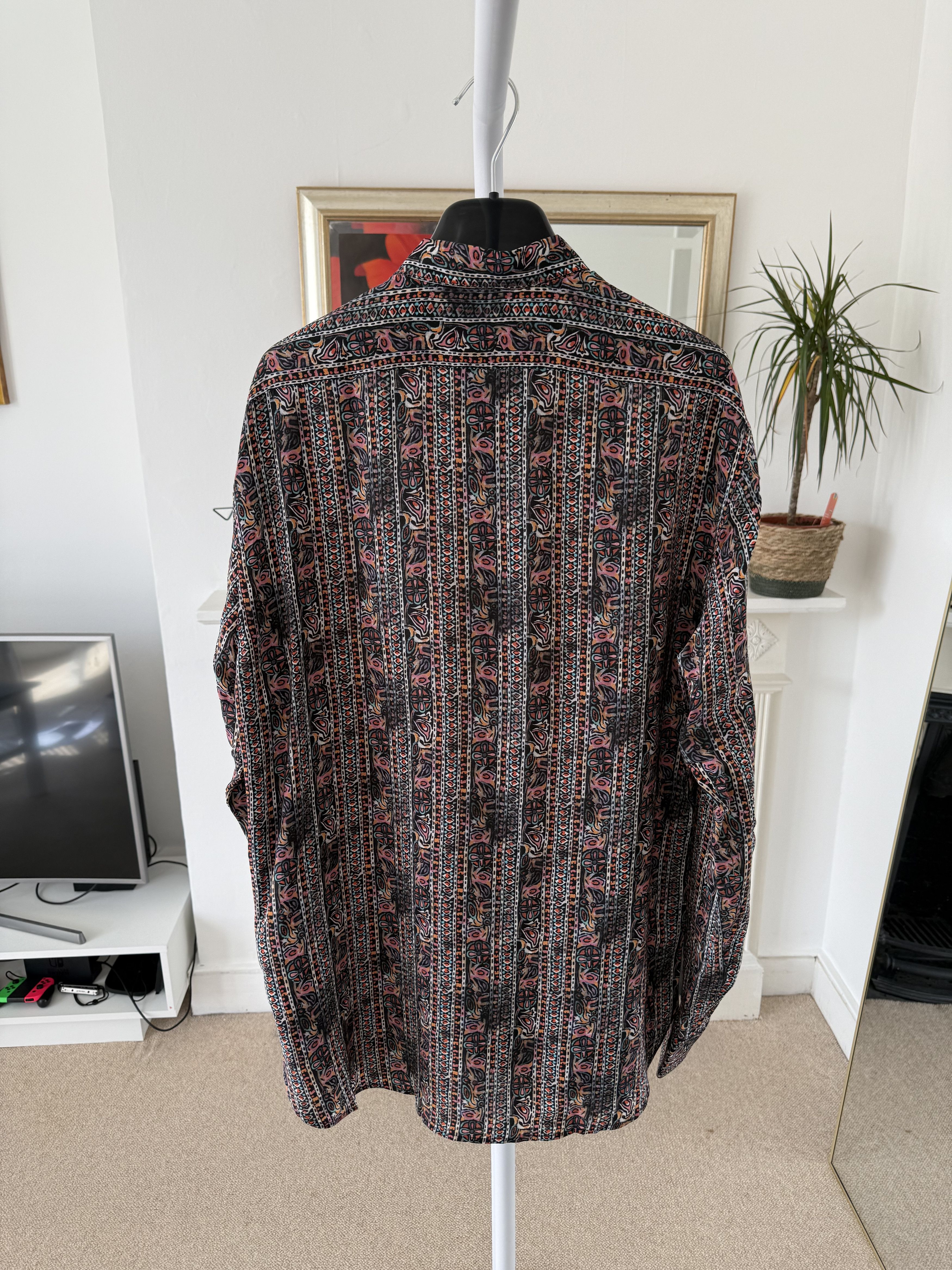 Hedi Slimane × Saint Laurent Paris Saint Laurent Silk Nehru Collar Multi Pattern Shirt Size US L / EU 52-54 / 3 - 6 Thumbnail