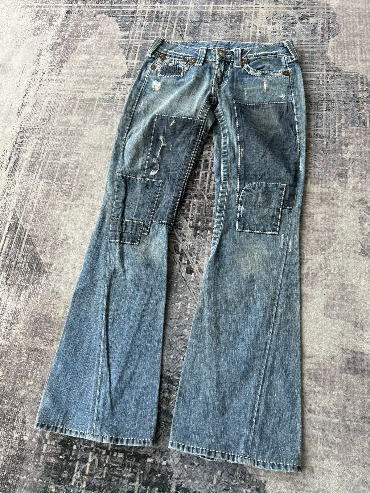 If Six Was Nine True Religion Flared Patchwork Jeans Size US 28 / EU 44 - 1 Thumbnail