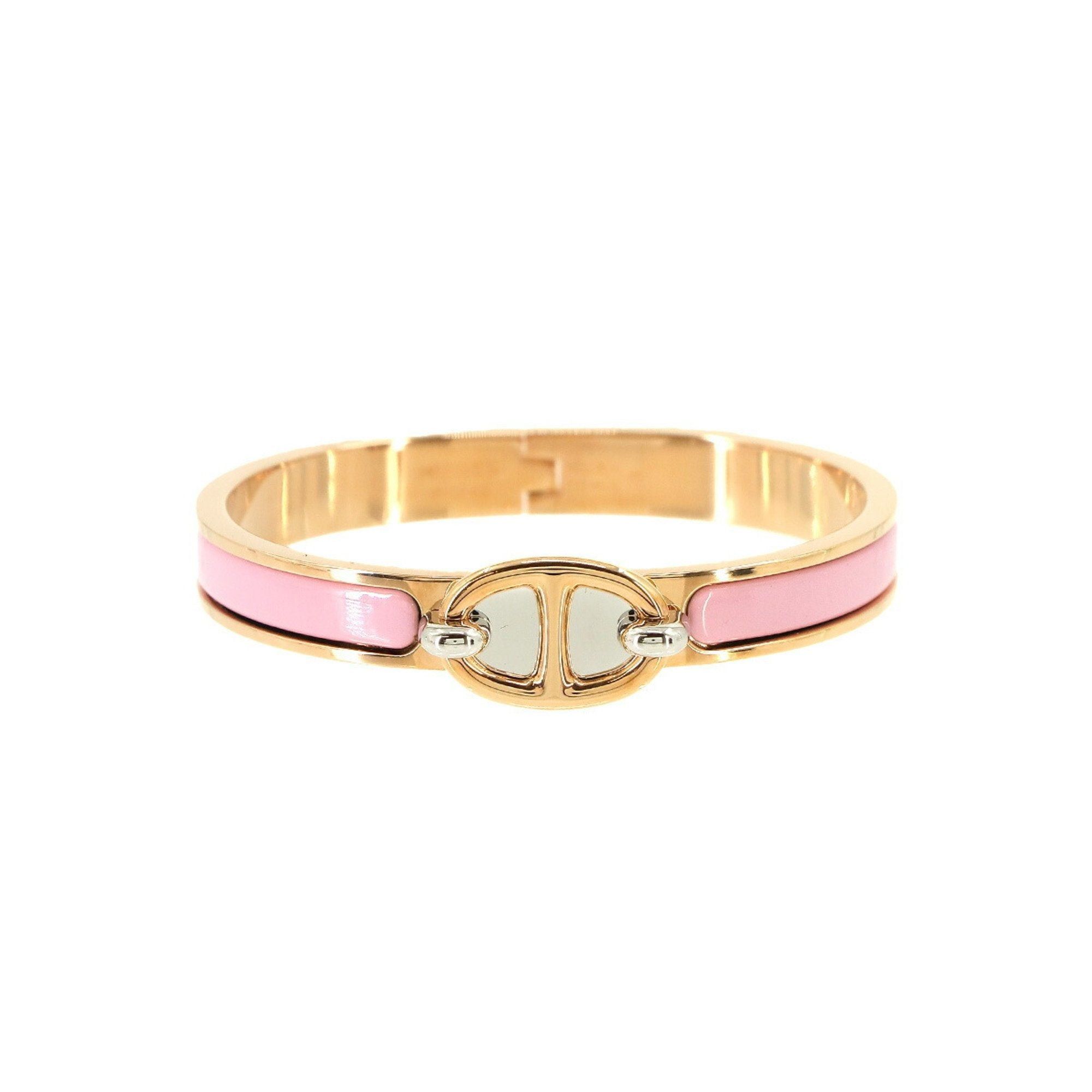 image of Hermes Clic Chaine D'ancre Bangle Pink Gold Silver Mini, Women's