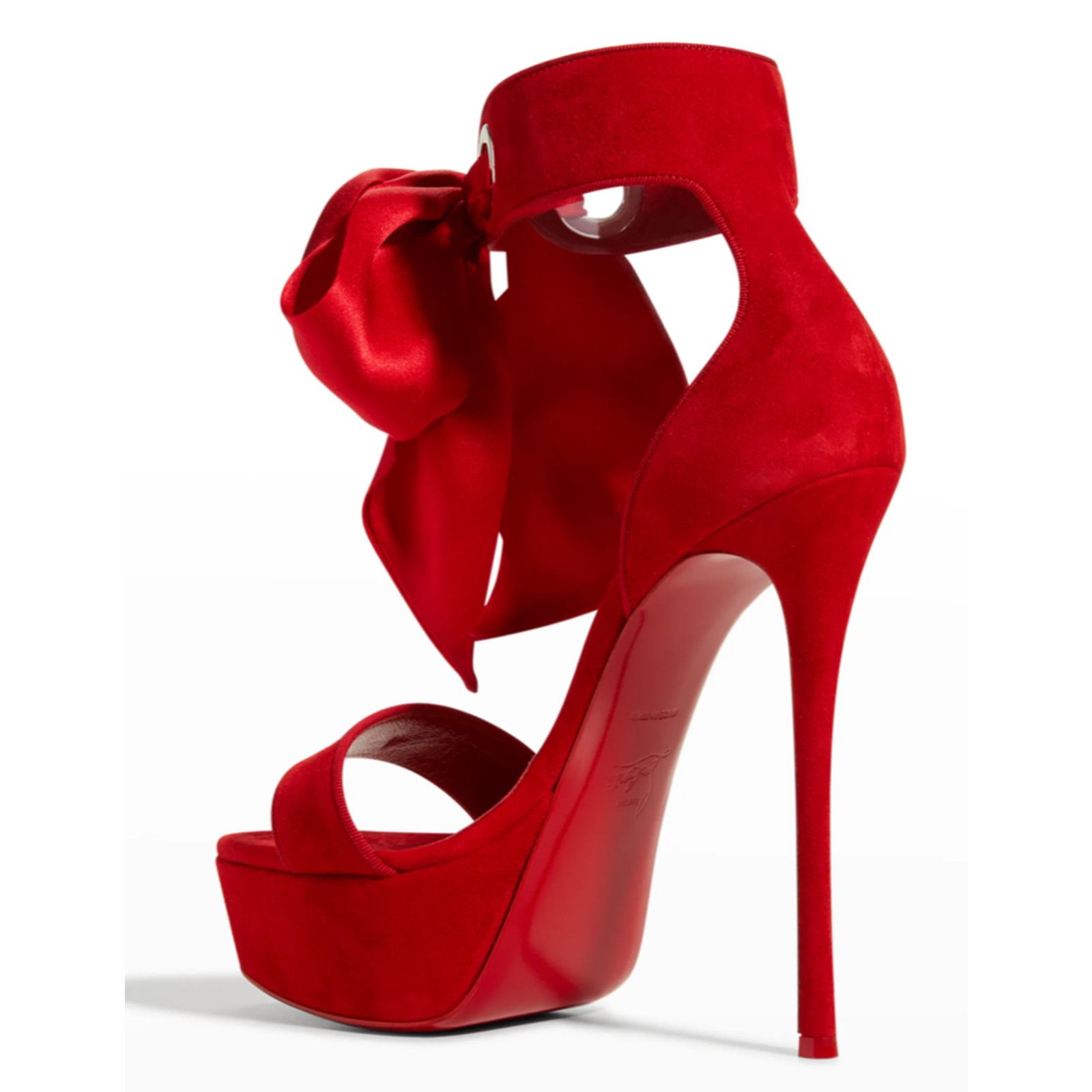 Christian Louboutin Torrida Alta 150 Loubi Red Silk Platform Sandal Heel Pump 42 Size US 12 / IT 42 - 8 Thumbnail