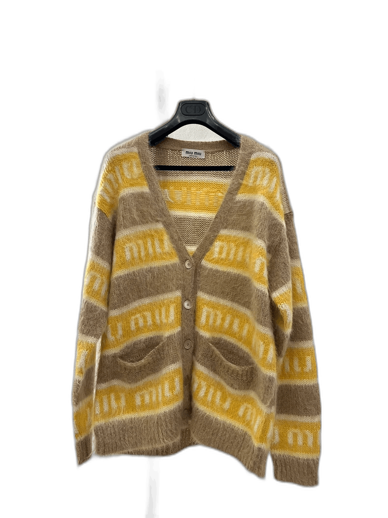 Miu Miu MiuMiu Logo Mohair Cardigan Jacket Size S / US 4 / IT 40 - 1 Thumbnail