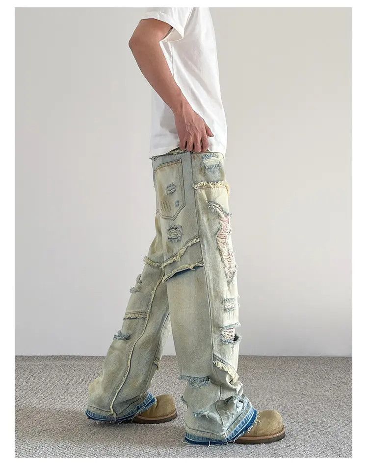 Japanese Brand × Jean Acid Wash Distressed Baggy Denim Jeans, y2k Jeans, 2000's Size US 32 / EU 48 - 1 Thumbnail