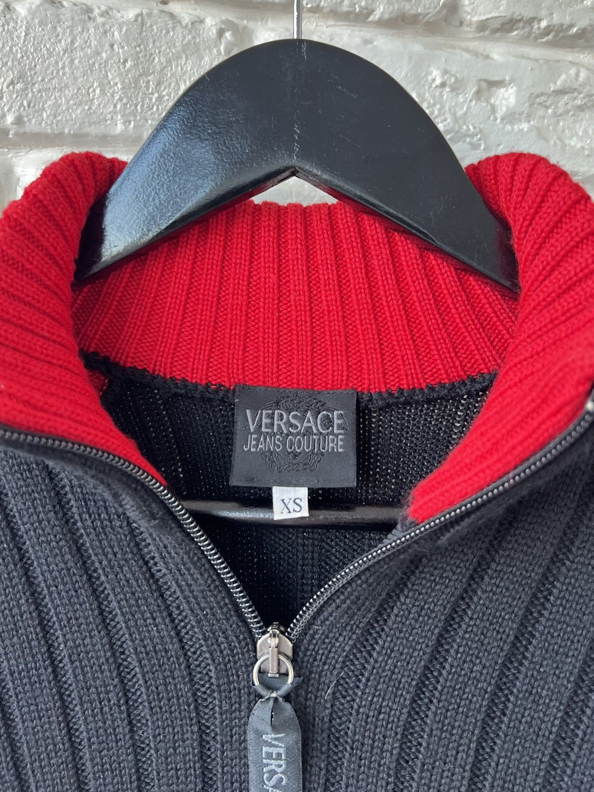 Versace Versace Logo Black Wool Knit 1/4 Zip Sweater Size XS / US 0-2 / IT 36-38 - 4 Thumbnail