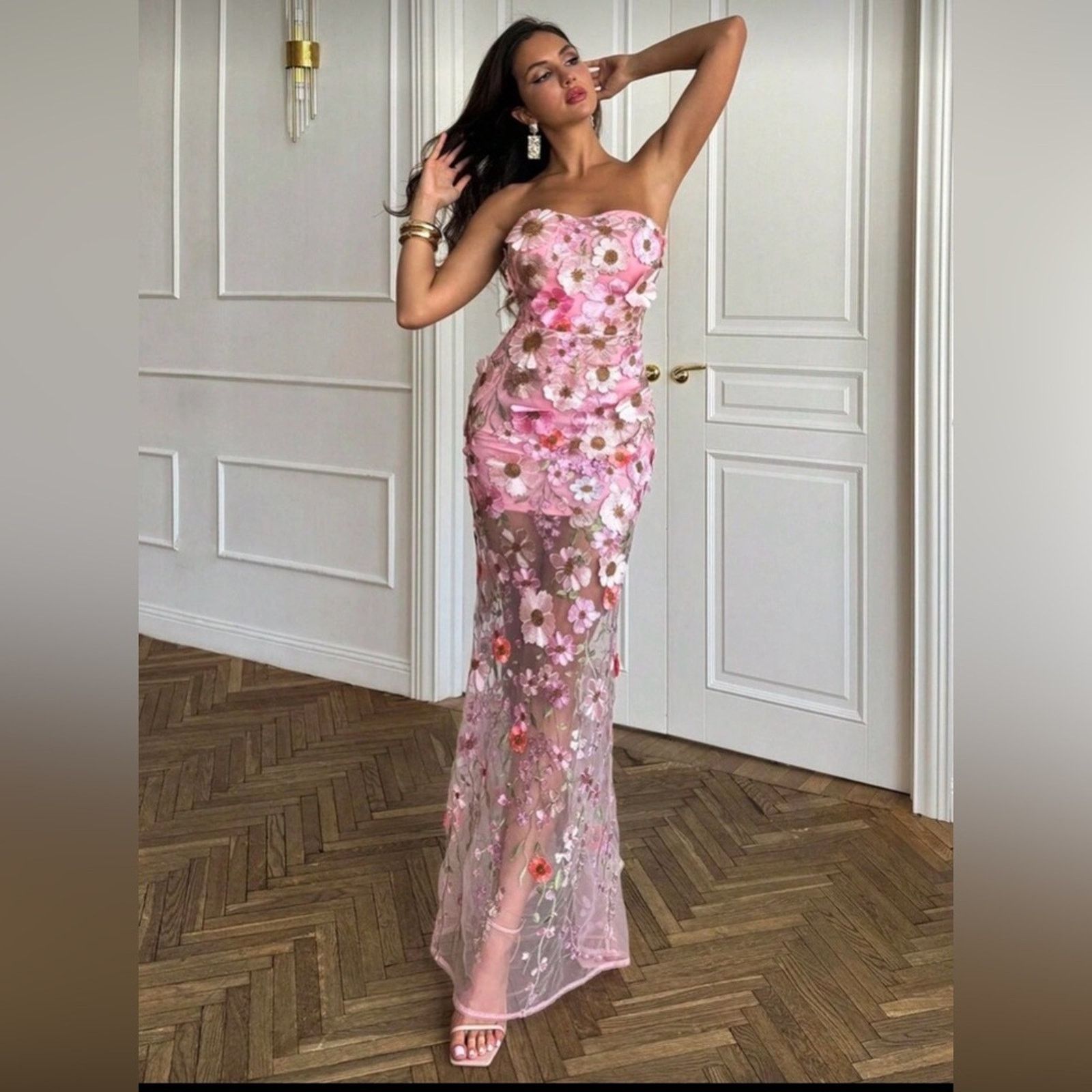 Other New Floral Strapless Pink Mermaid Dress size XS Size XS / US 0-2 / IT 36-38 - 3 Thumbnail