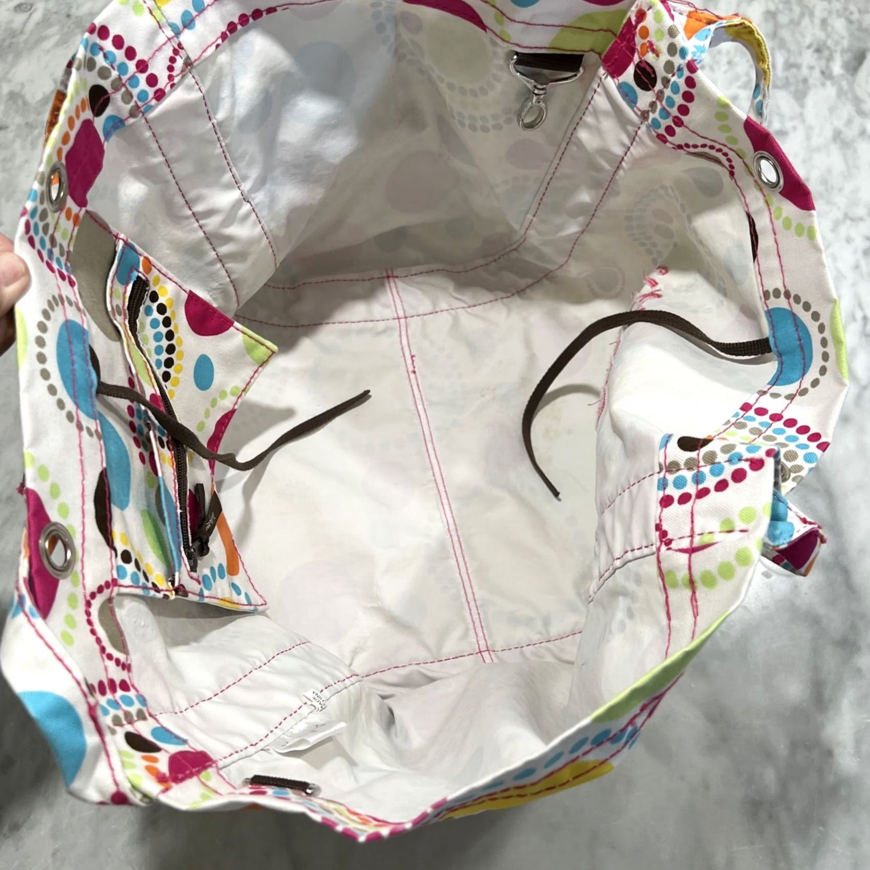 Gloverall Thirty-One Canvas Tote Bag polka dot All Over Large Embroidered “Scotty” 14”x12” Size ONE SIZE - 5 Thumbnail