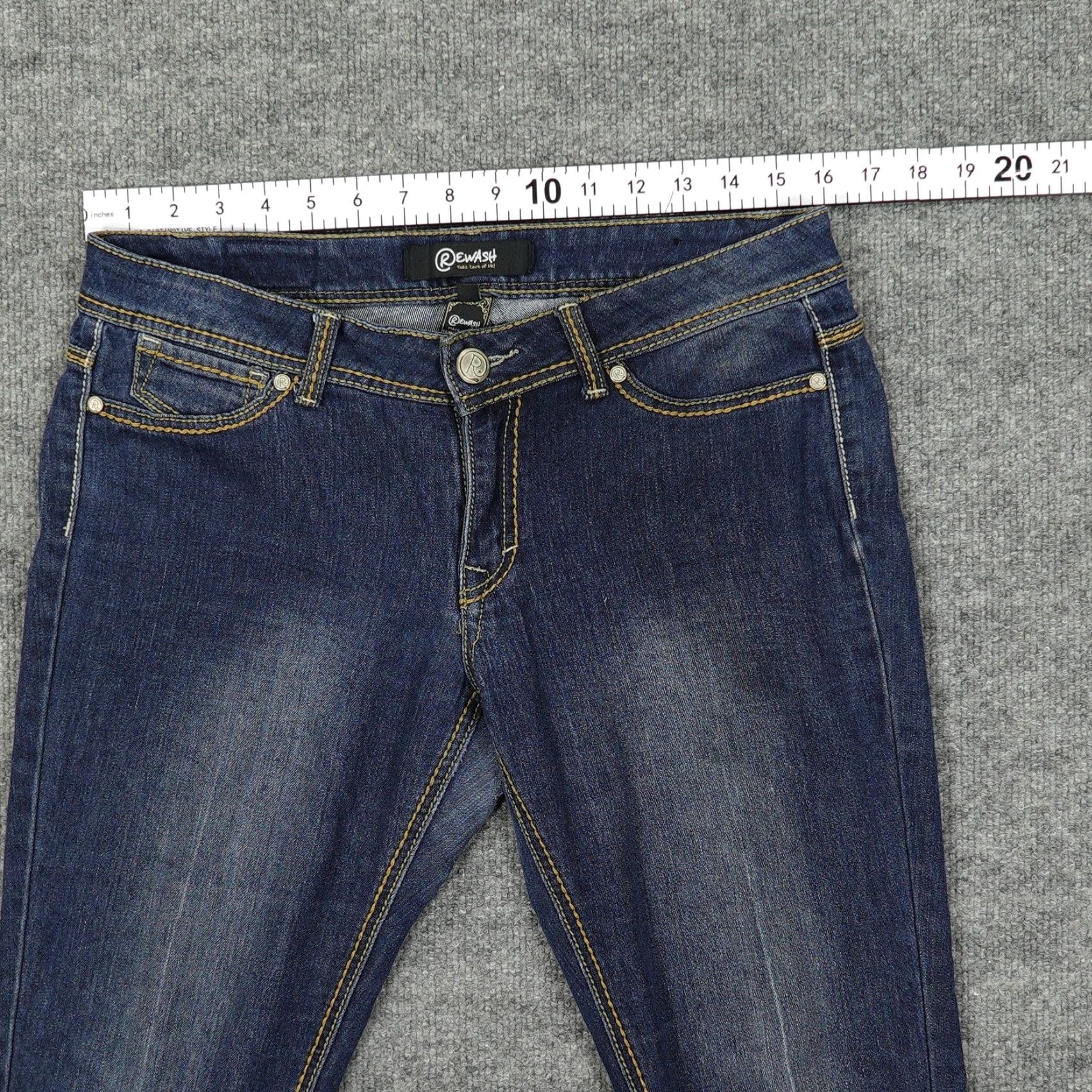 Vintage Rewash Jeans Womens 9 Bootcut Flare Stretch Denim Embroidered Dark Wash Blue Jeans Size 30" / US 8 / IT 44 - 3 Thumbnail