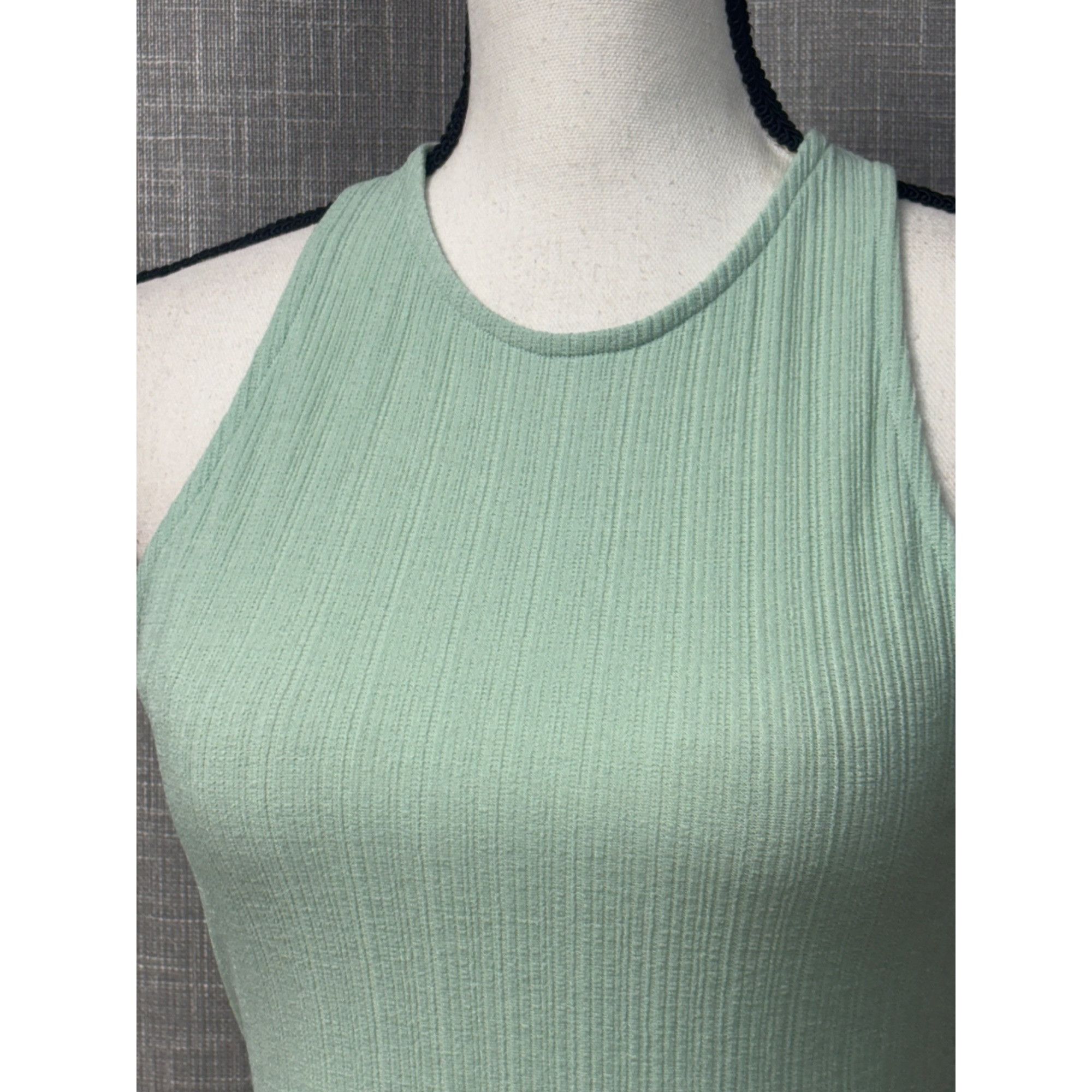 Other LUSH Junior’s Ribbed Sleeveless Wrap Tie Back Top, Mint Gree Size S / US 4 / IT 40 - 3 Thumbnail