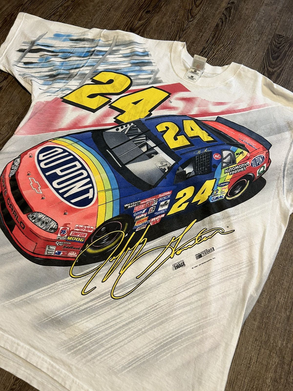 Chase Authentics × Japanese Brand × NASCAR Vintage 1996 AOP Jeff Gordon All Over Print NASCAR Shirt Size US XL / EU 56 / 4 - 2 Thumbnail
