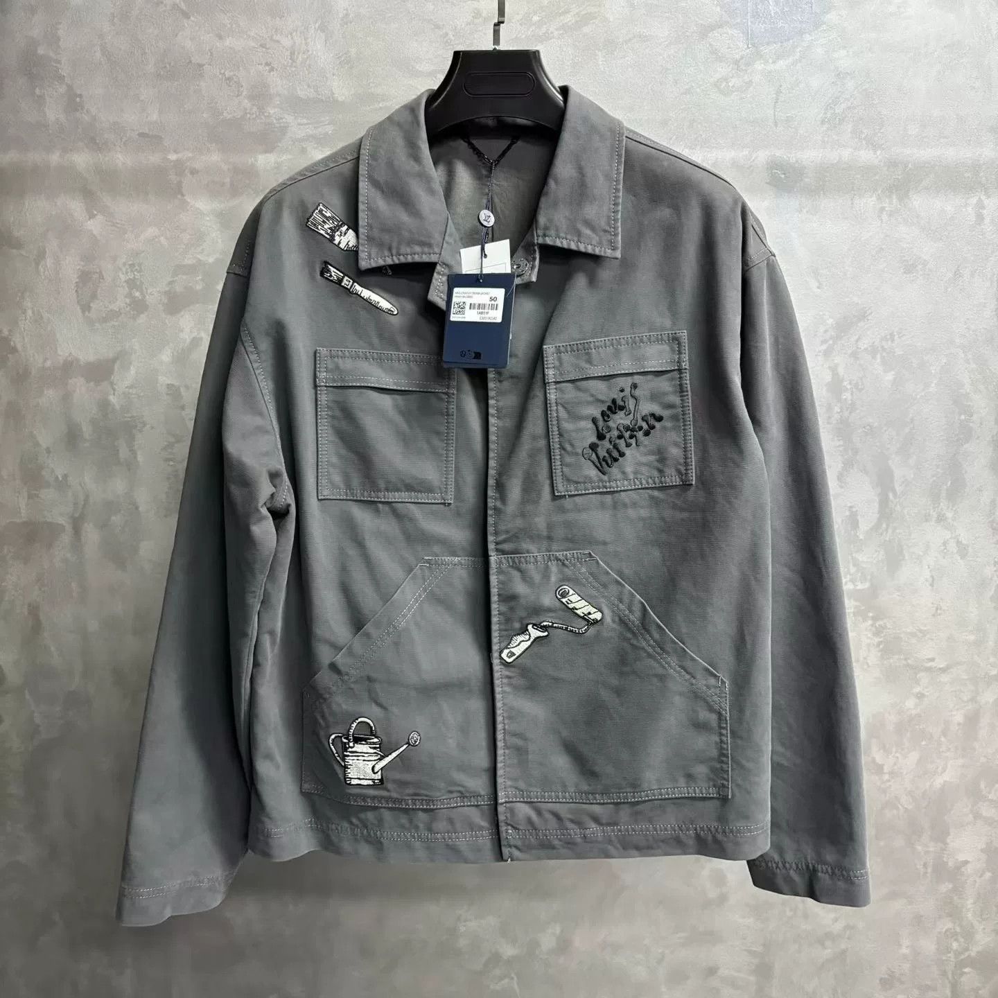 Louis Vuitton Louis Vuitton Embroidered Graphic Gray Light Jacket s Men Size US S / EU 44-46 / 1 - 1 Thumbnail