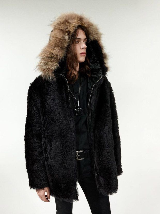 image of Saint Laurent Paris Aw18 Runway Shearling Coat in Black, Men's (Size Medium)