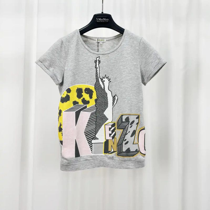 Kenzo KENZO Gray Cotton Graphic Short Sleeve T-Shirt 0089 Size XS / US 0-2 / IT 36-38 - 1 Thumbnail