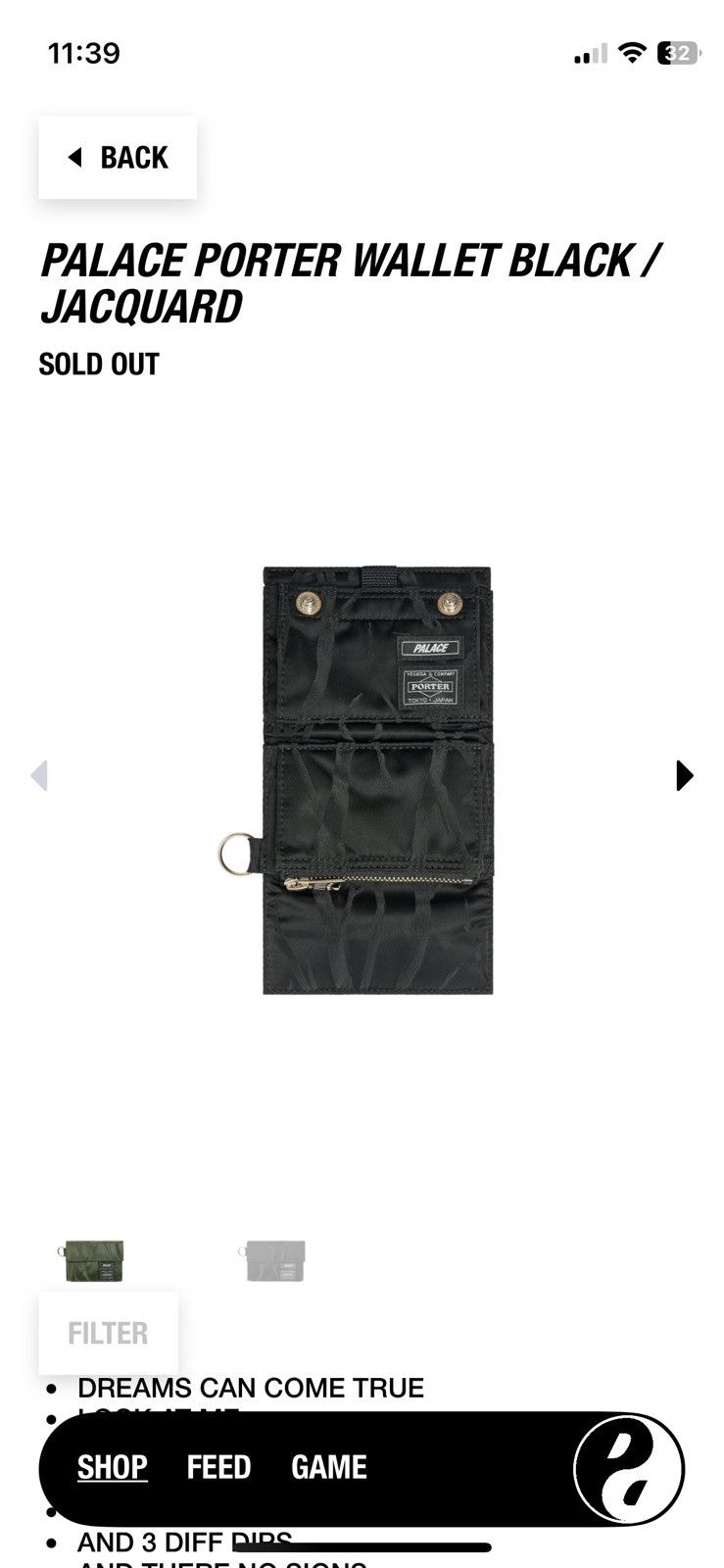 Palace × Porter Palace Porter Wallet Black / Jacquard Size ONE SIZE - 3 Thumbnail