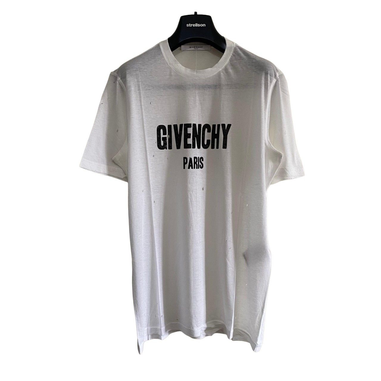 Givenchy White Pima Cotton Distressed Logo T-Shirt Size XS / US 0-2 / IT 36-38 - 2 Thumbnail
