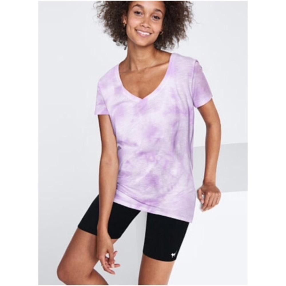 Designer Stylish Purple Tie-Dye V-Neck T-Shirt Size S / US 4 / IT 40 - 1 Thumbnail