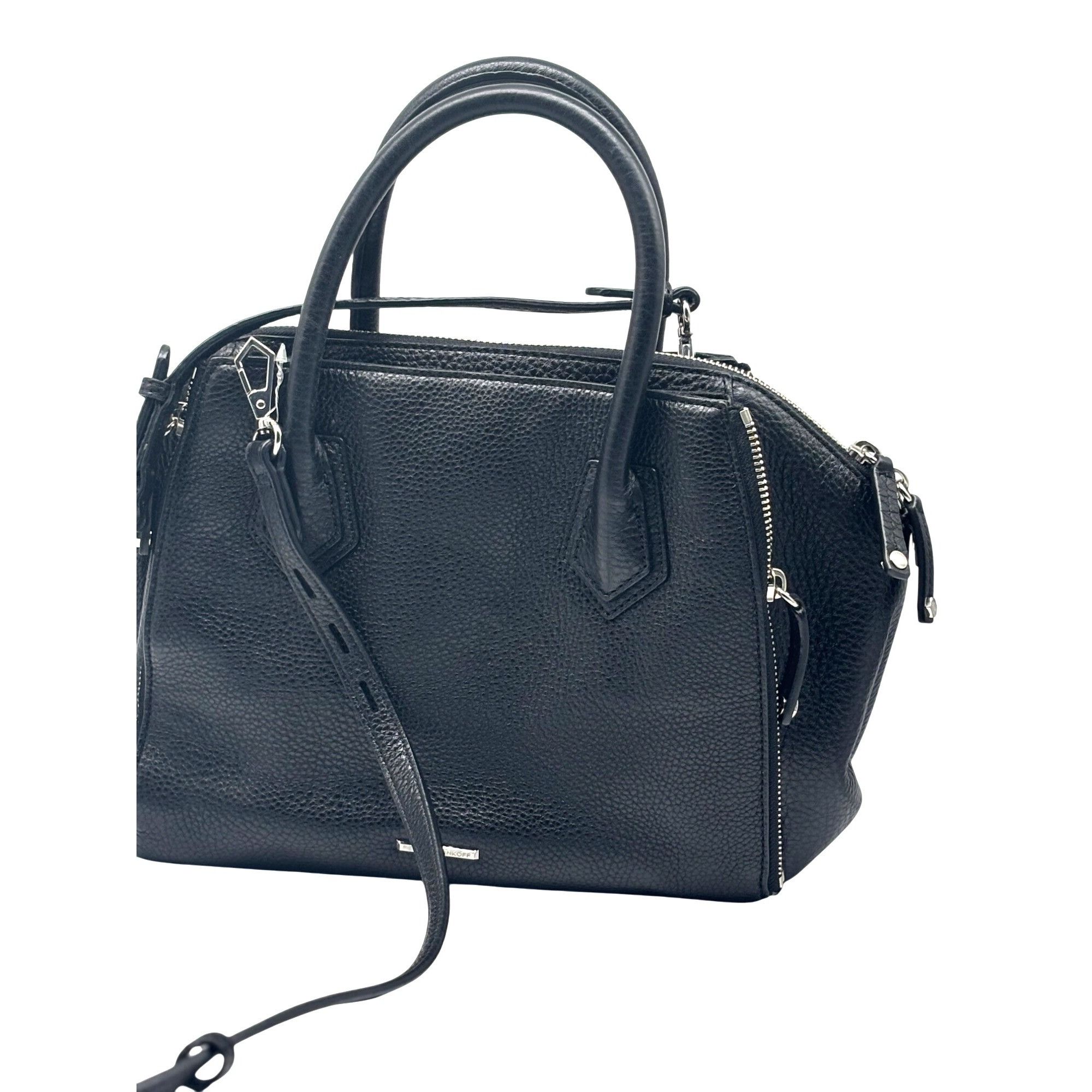 Rebecca Minkoff Rebecca Minkoff Textured Leather Mini Perry Satchel in Black Size ONE SIZE - 3 Thumbnail
