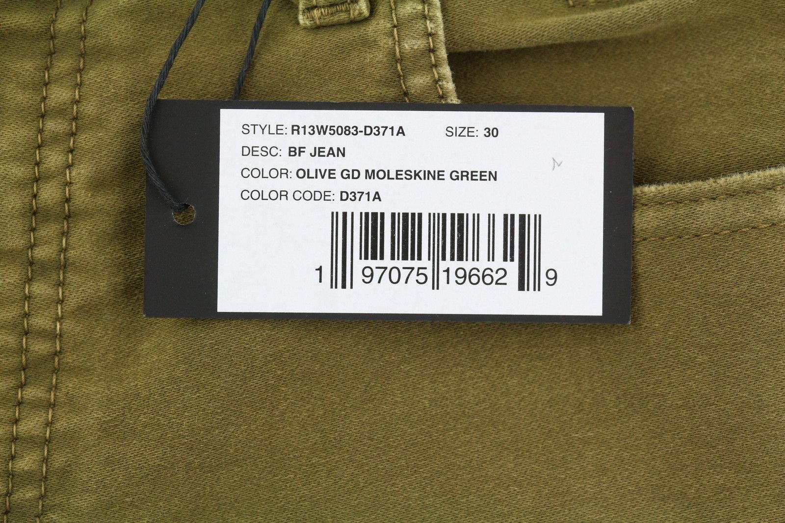 R13 BOYFRIEND 30 Olive Garment Dyed Moleskin Faded FW25 86609 Size 30" / US 8 / IT 44 - 7 Thumbnail
