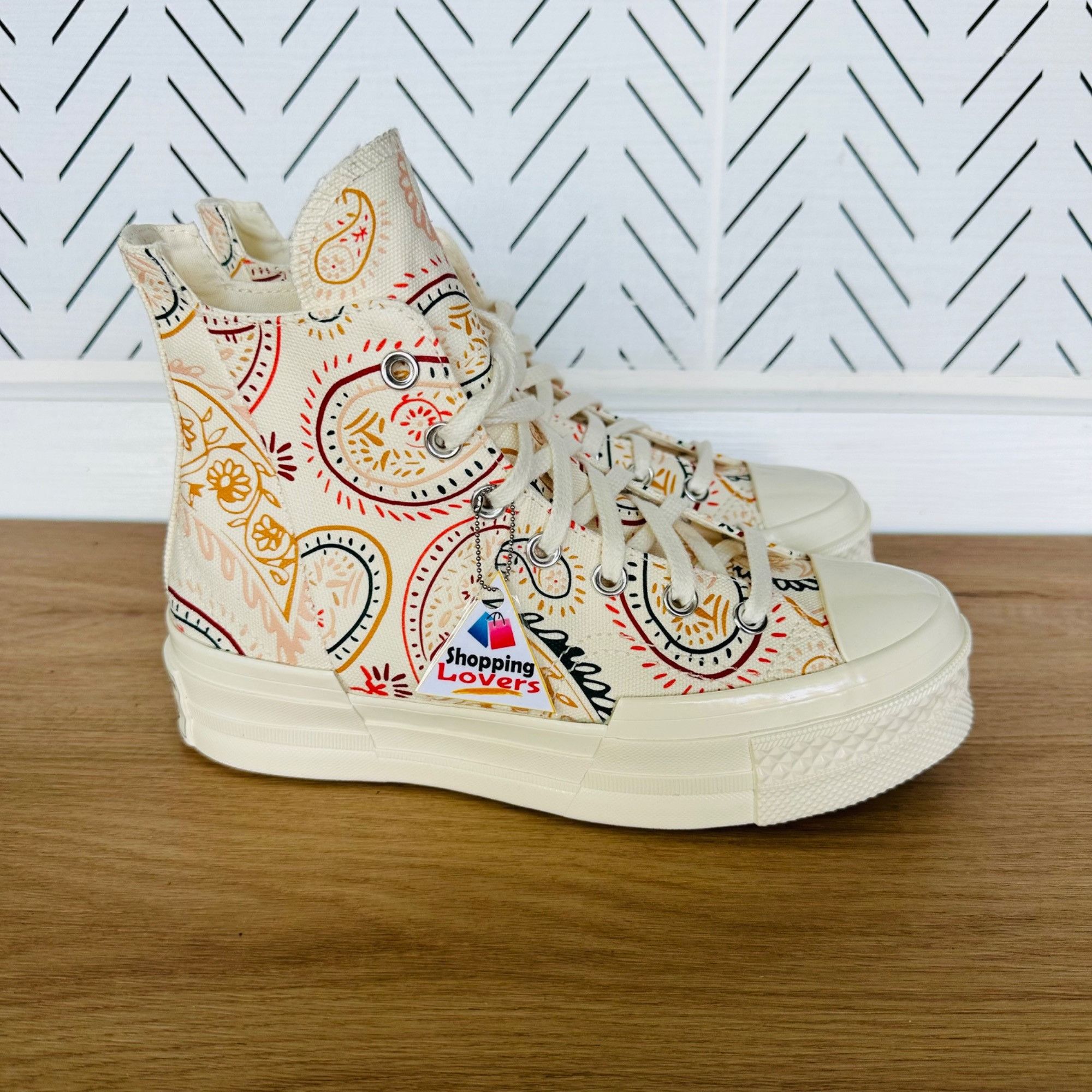 ⭐Converse Chuck 70 Plus Hi 7.5 Men's Shoes Beige Floral Pais