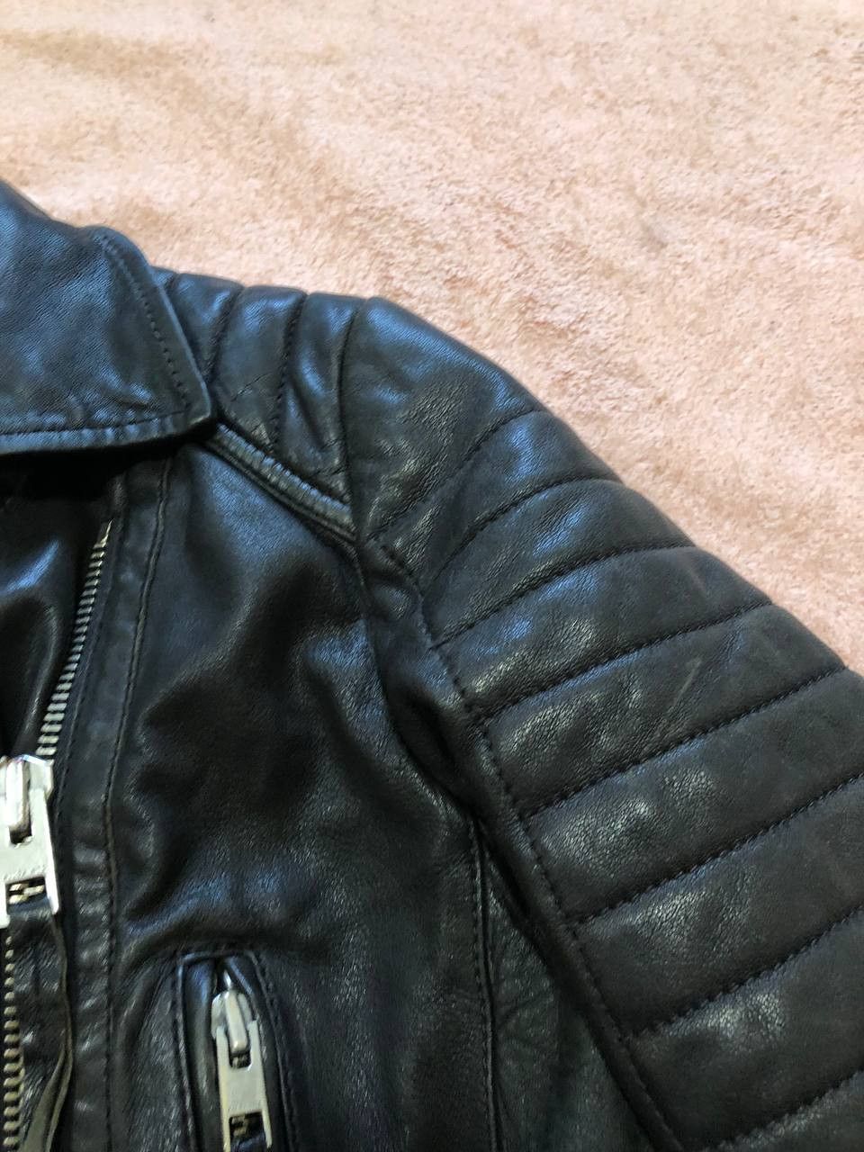 Allsaints ALLSAINTS PITCH BLACK LEATHER BIKER JACKET Size M / US 6-8 / IT 42-44 - 9 Thumbnail
