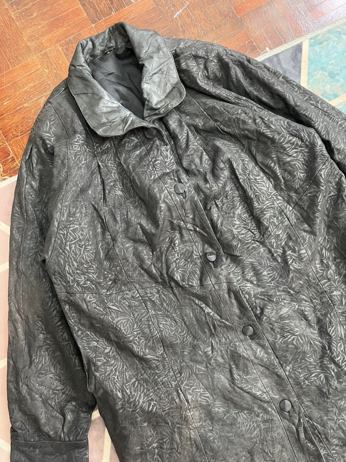 Genuine Leather 💥TRUE VINTAGE 80s Unbrand Leather Heavy Jackets Fullprinted Size L / US 10 / IT 46 - 4 Thumbnail