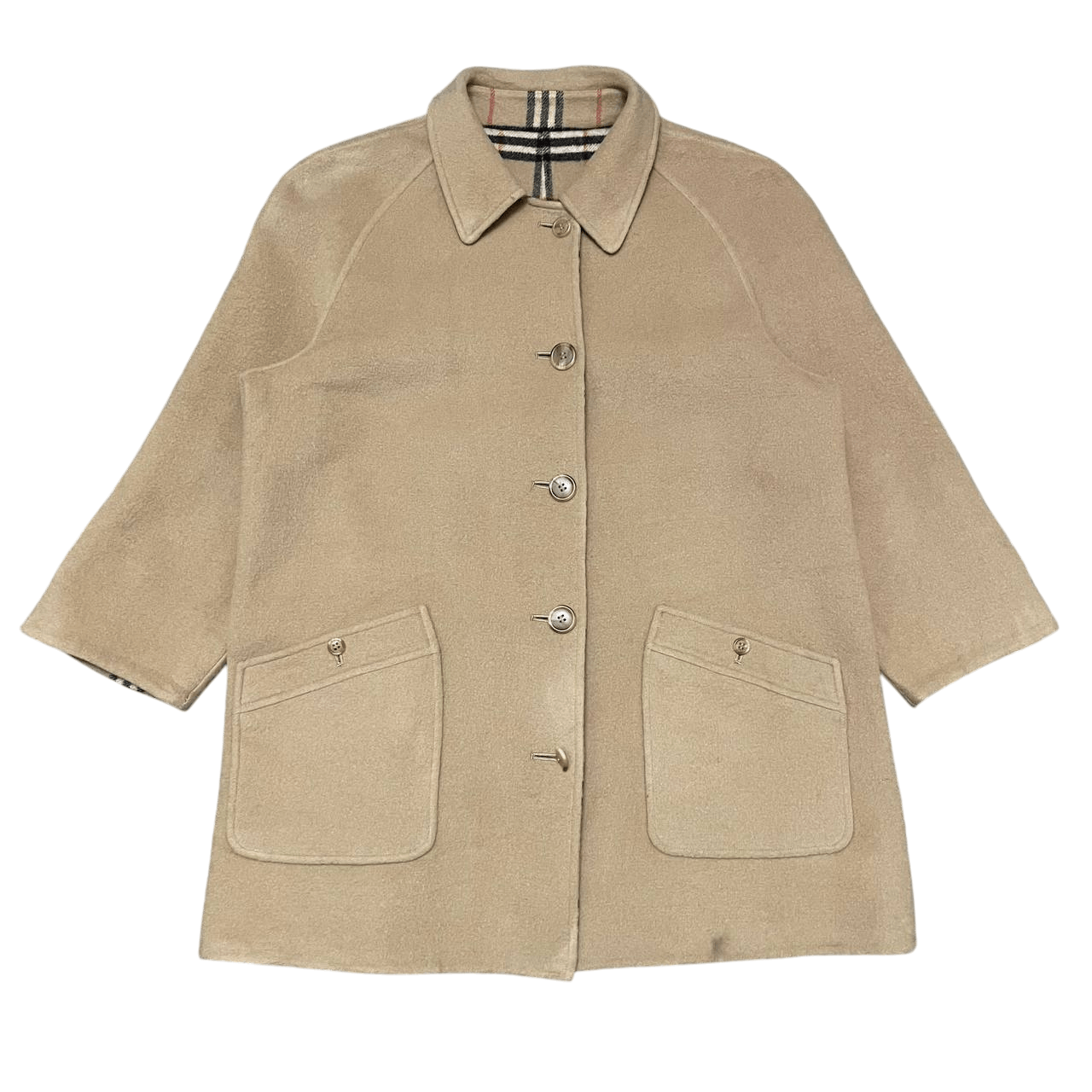 Burberry Vintage 90's Burberry Nova Check Reversible Wool Coat Size US M / EU 48-50 / 2 - 10 Thumbnail