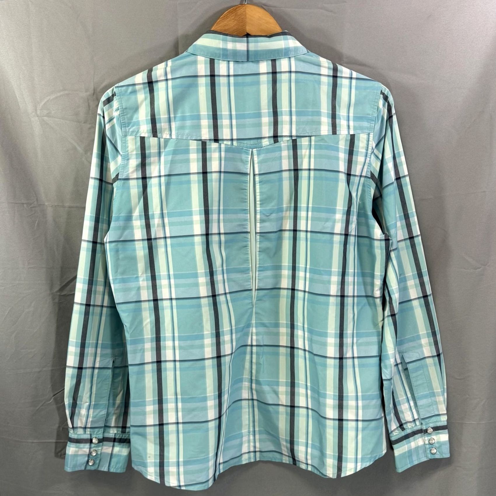 Vintage VINTAGE? No — Simms Shirt Women L Blue Plaid Long Sleeve Fishing Outdoor Performance Nylon Size L / US 10 / IT 46 - 2 Thumbnail