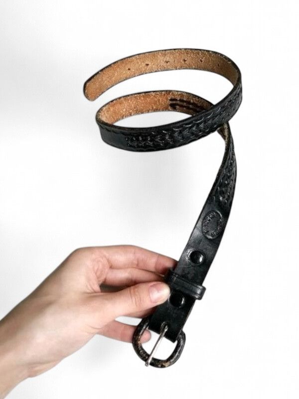 Vintage Vintage Black Leather Belt (30/S) Size ONE SIZE - 2 Thumbnail