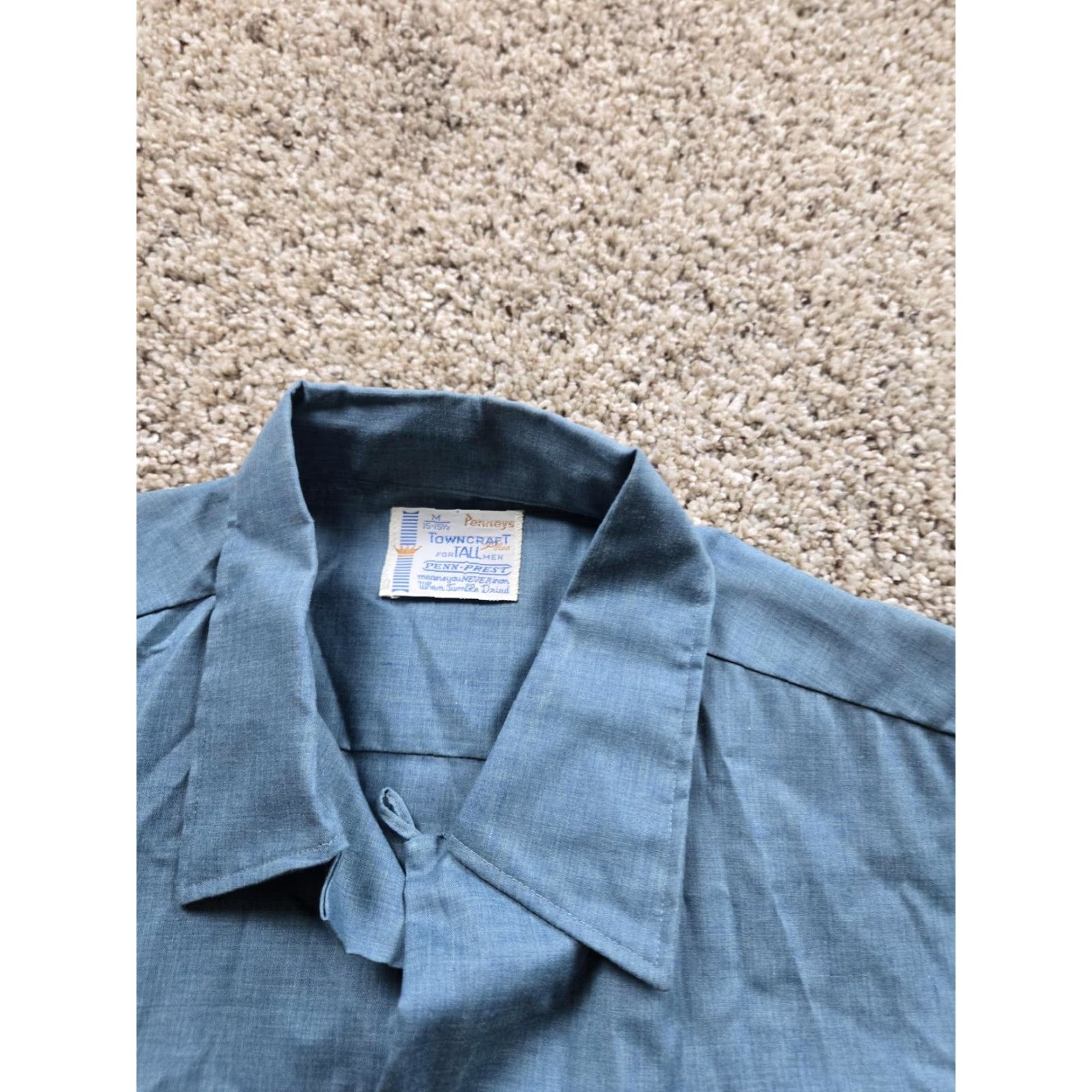 Vintage VINTAGE TownCraft Shirt Mens Medium Blue Long Sleeve Loop Collar Pockets 60s Rockabilly Size US M / EU 48-50 / 2 - 4 Thumbnail