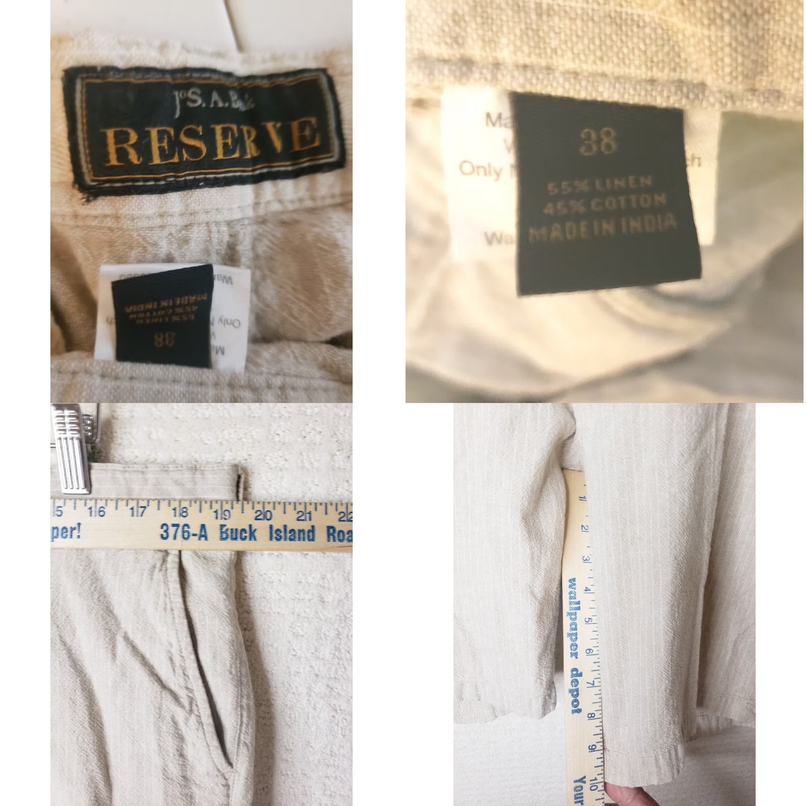 Jos. A. Bank Jos A Bank Shorts Mens 38x10 Tan Striped Linen 55% Cotton 45% Blend Breathable Chino Size US 38 / EU 54 - 8 Thumbnail