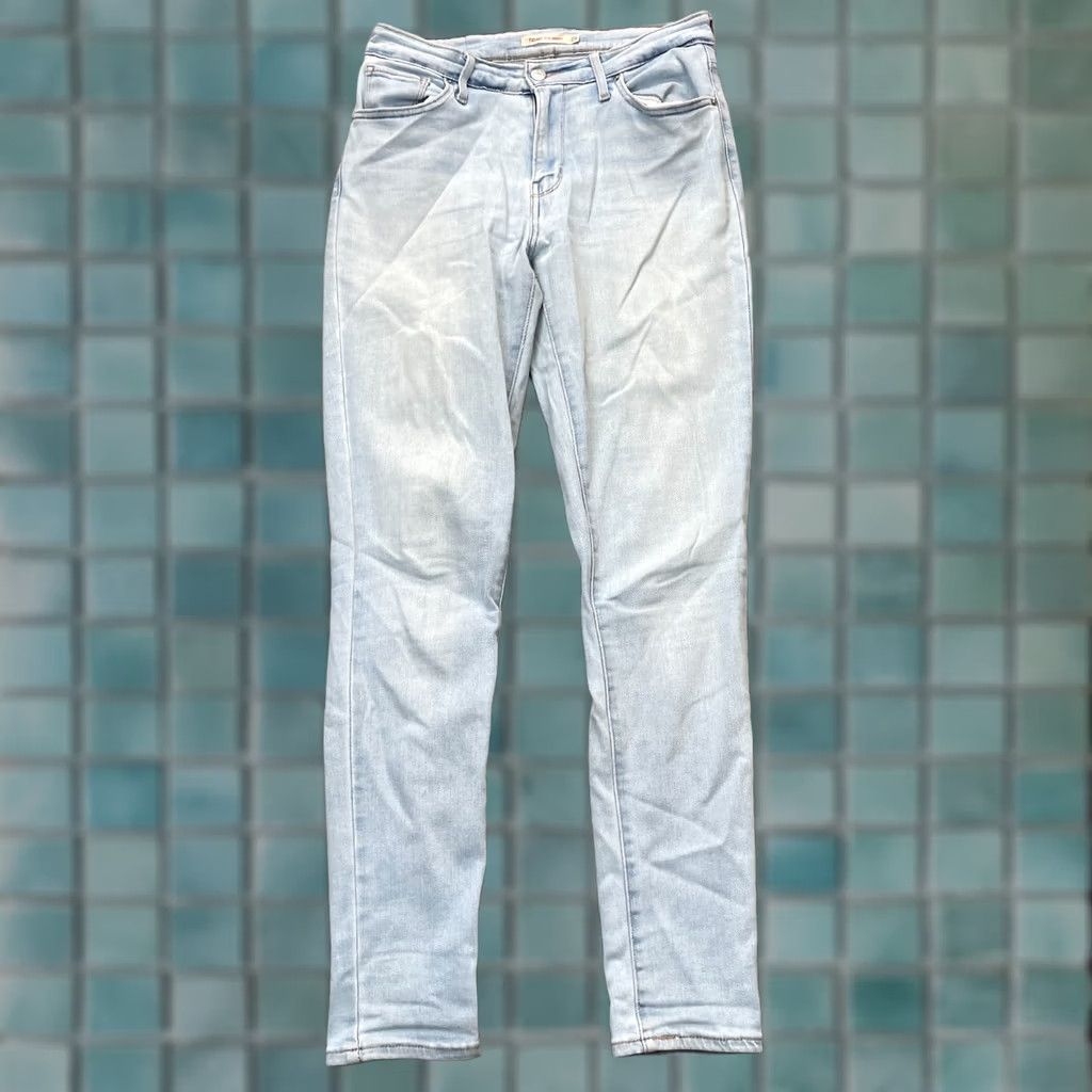 Levi's Levi's 721 Jeans Womens 29 Blue High Rise Skinny Denim Cotton Polyester Spandex Button Zip 5-Pocket 30 Inseam Light Wash - Regular Mens Womens Girls Size 29" - 1 Thumbnail