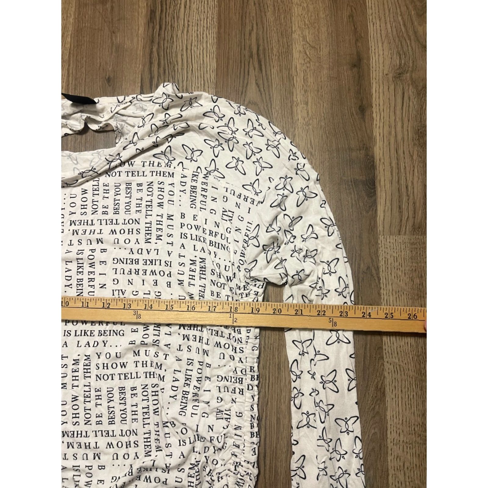Vintage VINTAGE Laila Ali Shirt Women’s Medium White Black Allover Print Long Sleeve Size M / US 6-8 / IT 42-44 - 6 Thumbnail