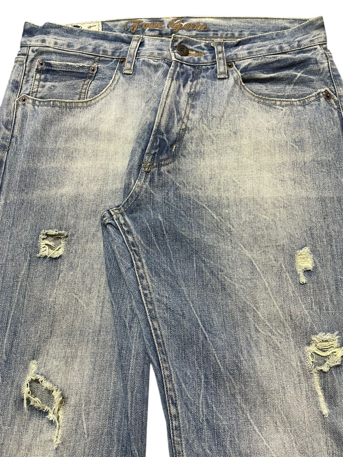 14th Addiction Vintage Japanese Brand Clawmark Wash Distress Baggy Jeans Size US 31 - 4 Thumbnail