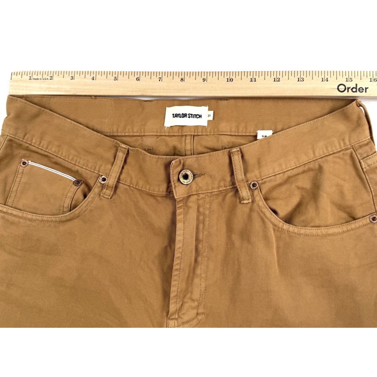 Taylor Stitch Taylor Stitch Pants Mens 31 Slim Fit Chino Casual Brown Cotton Straight Mockile? Size US 31 - 3 Thumbnail
