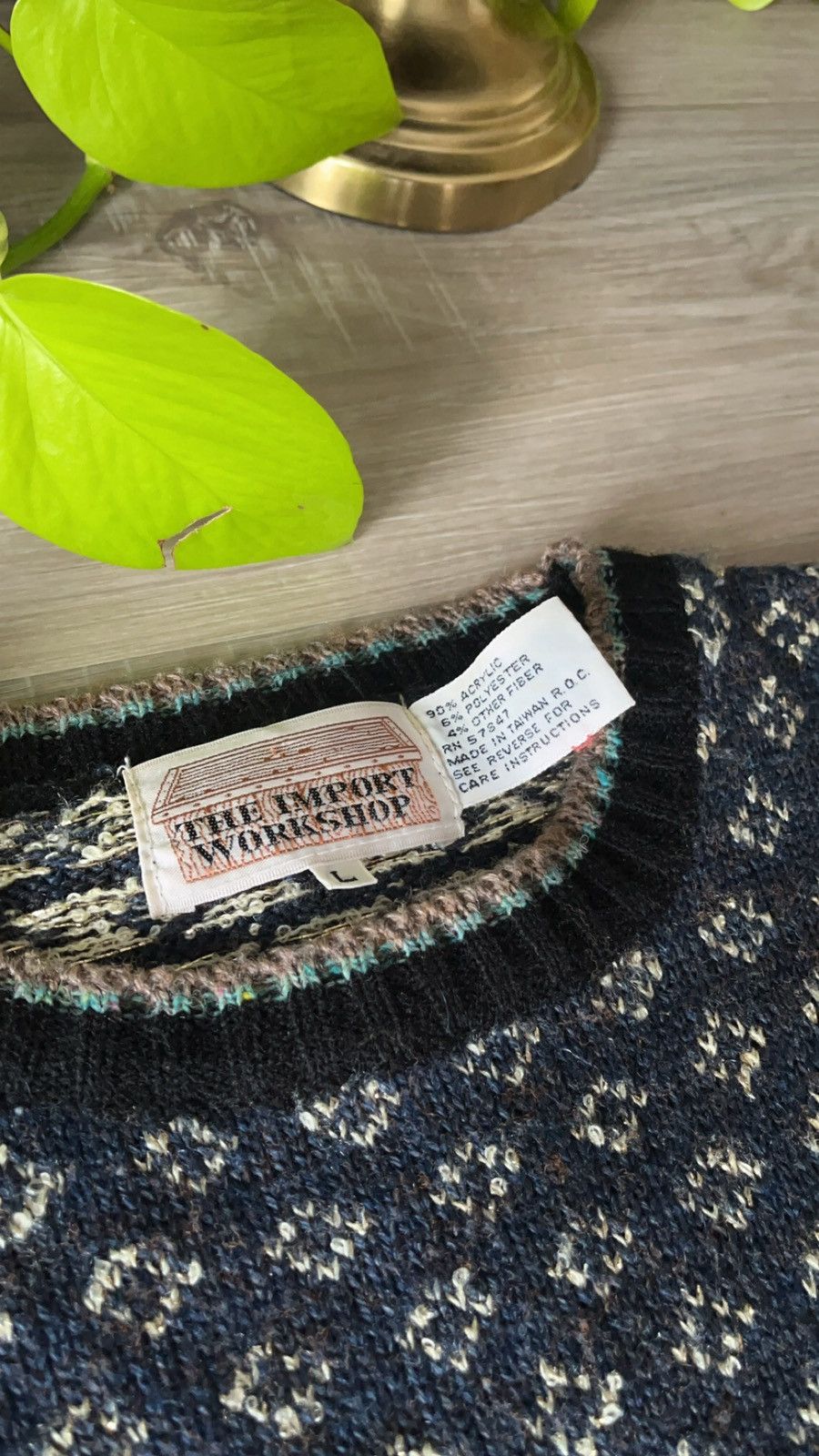 Vintage 80s-90s Abstract Knit Vintage Sweater Size US L / EU 52-54 / 3 - 3 Thumbnail