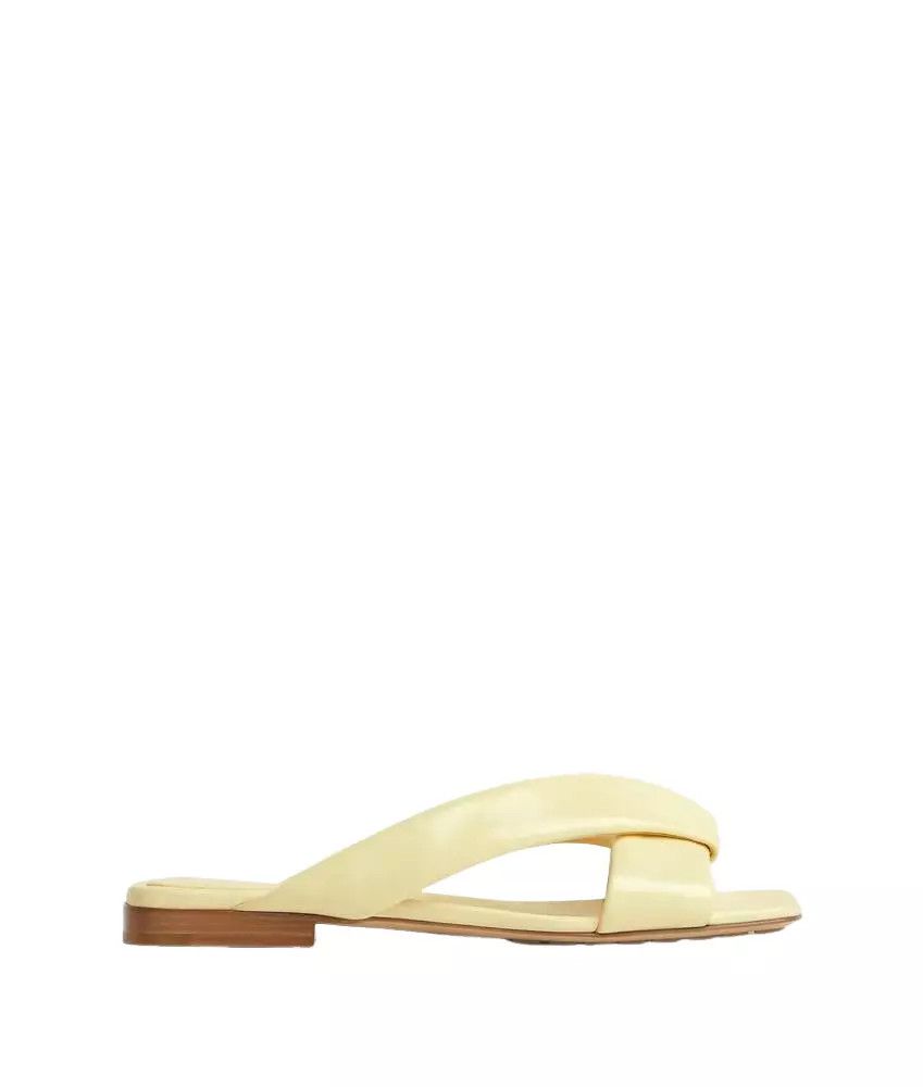 Bottega Veneta Riva Camomile Leather Flat Mules New